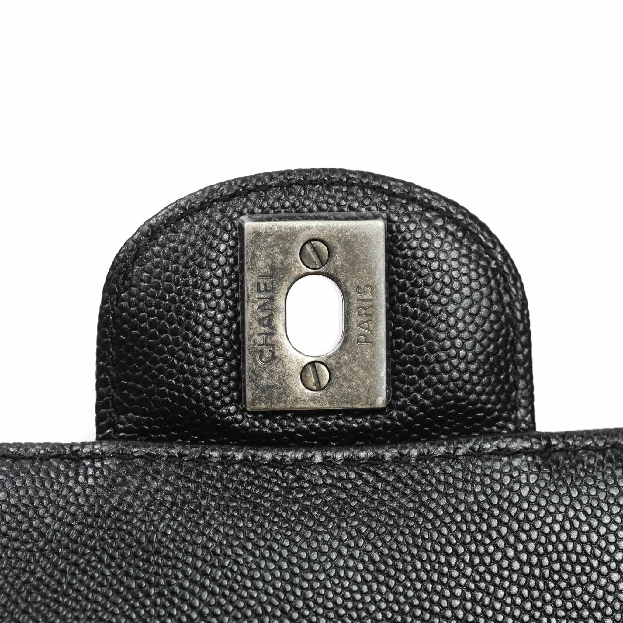 Chanel Chevron Mini Rectangular Flap Iridescent Black Caviar Ruthenium Hardware