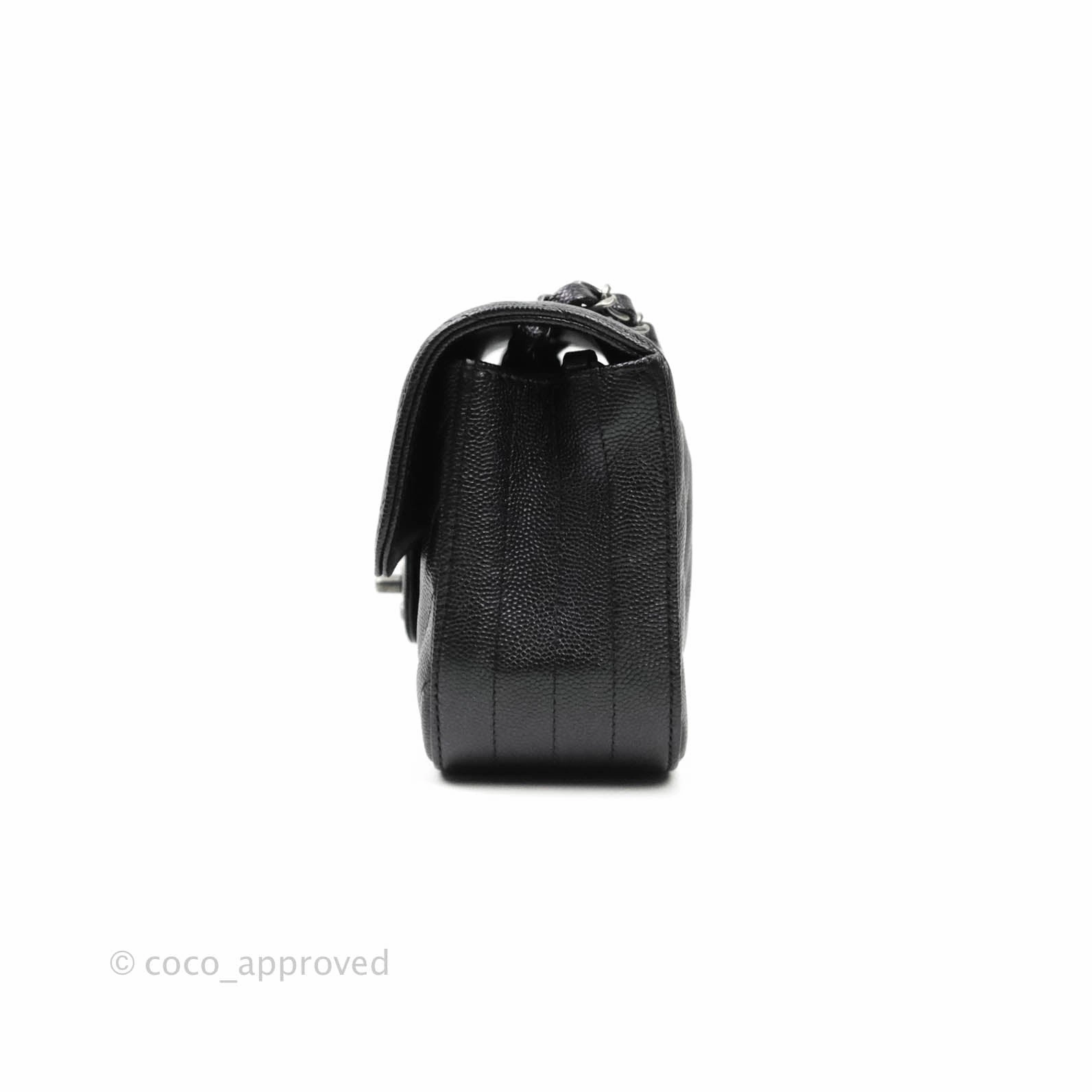 Chanel Chevron Mini Rectangular Flap Iridescent Black Caviar Ruthenium Hardware