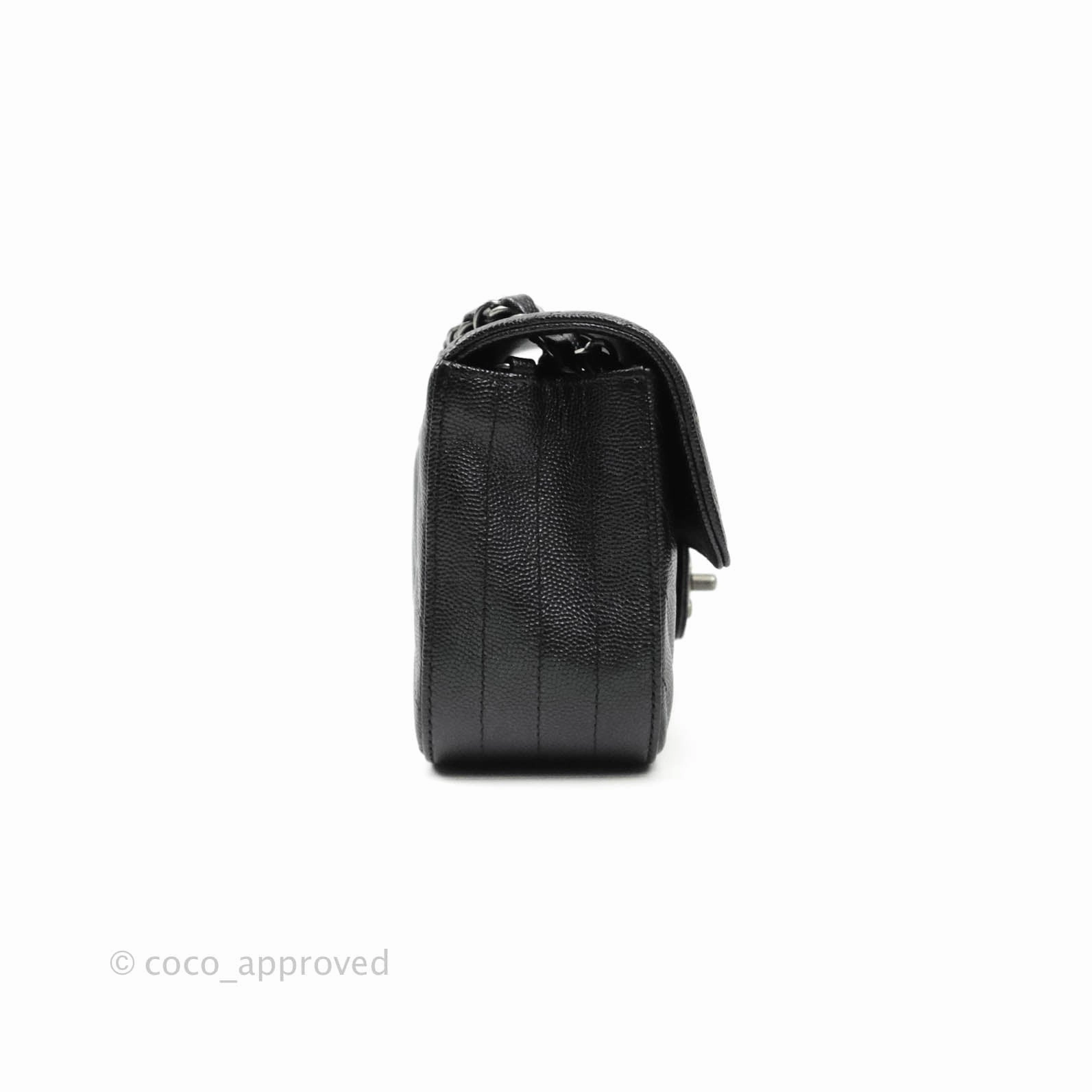 Chanel Chevron Mini Rectangular Flap Iridescent Black Caviar Ruthenium Hardware