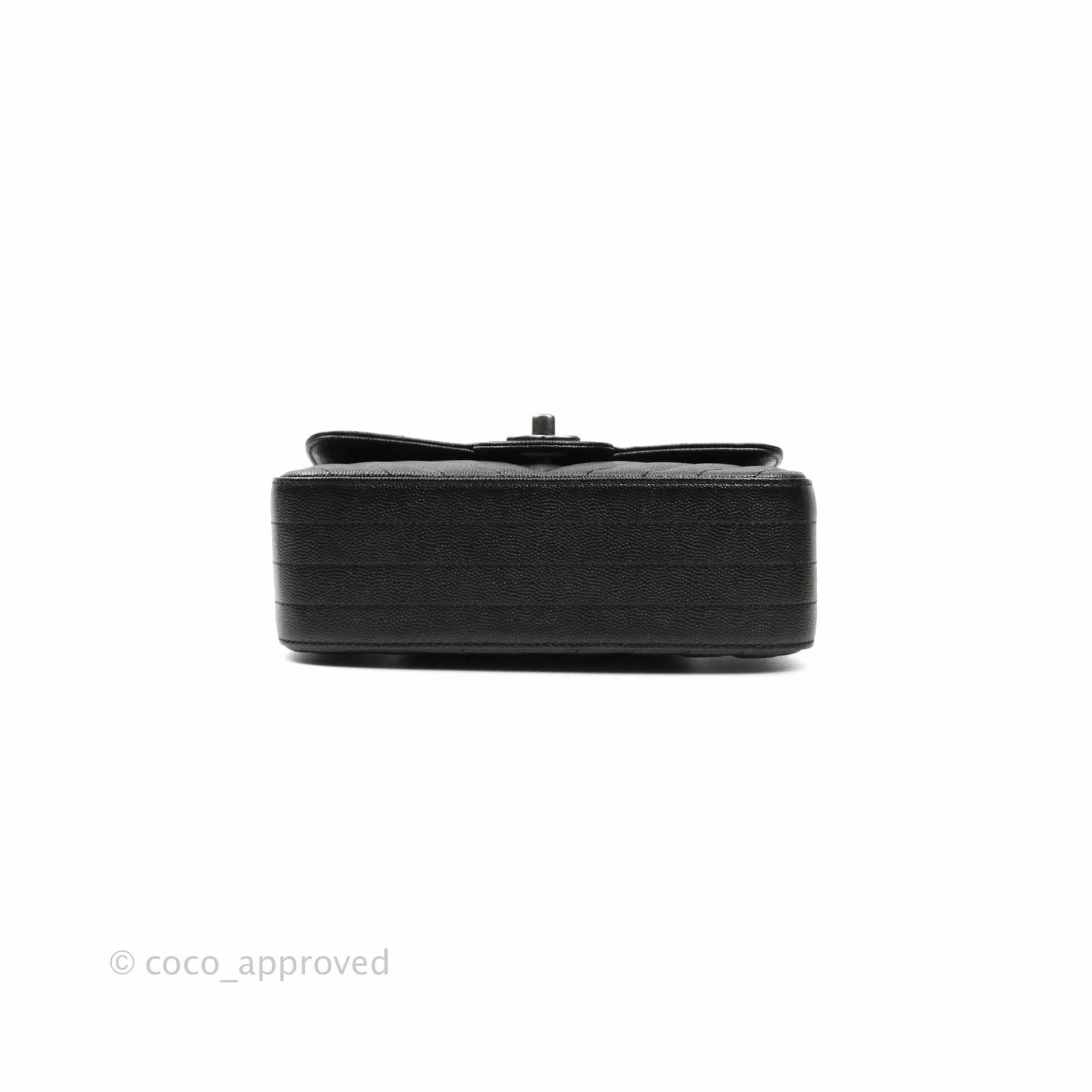 Chanel Chevron Mini Rectangular Flap Iridescent Black Caviar Ruthenium Hardware