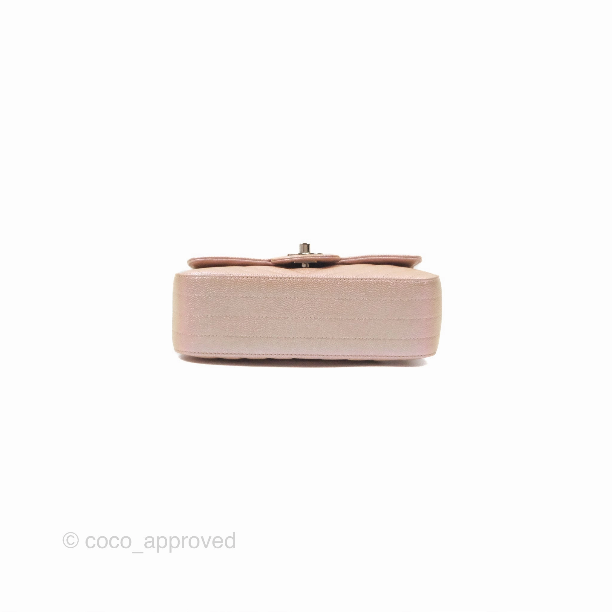 Chanel Chevron Mini Rectangular Flap Iridescent Rose Gold Caviar Ruthenium Hardware 17B