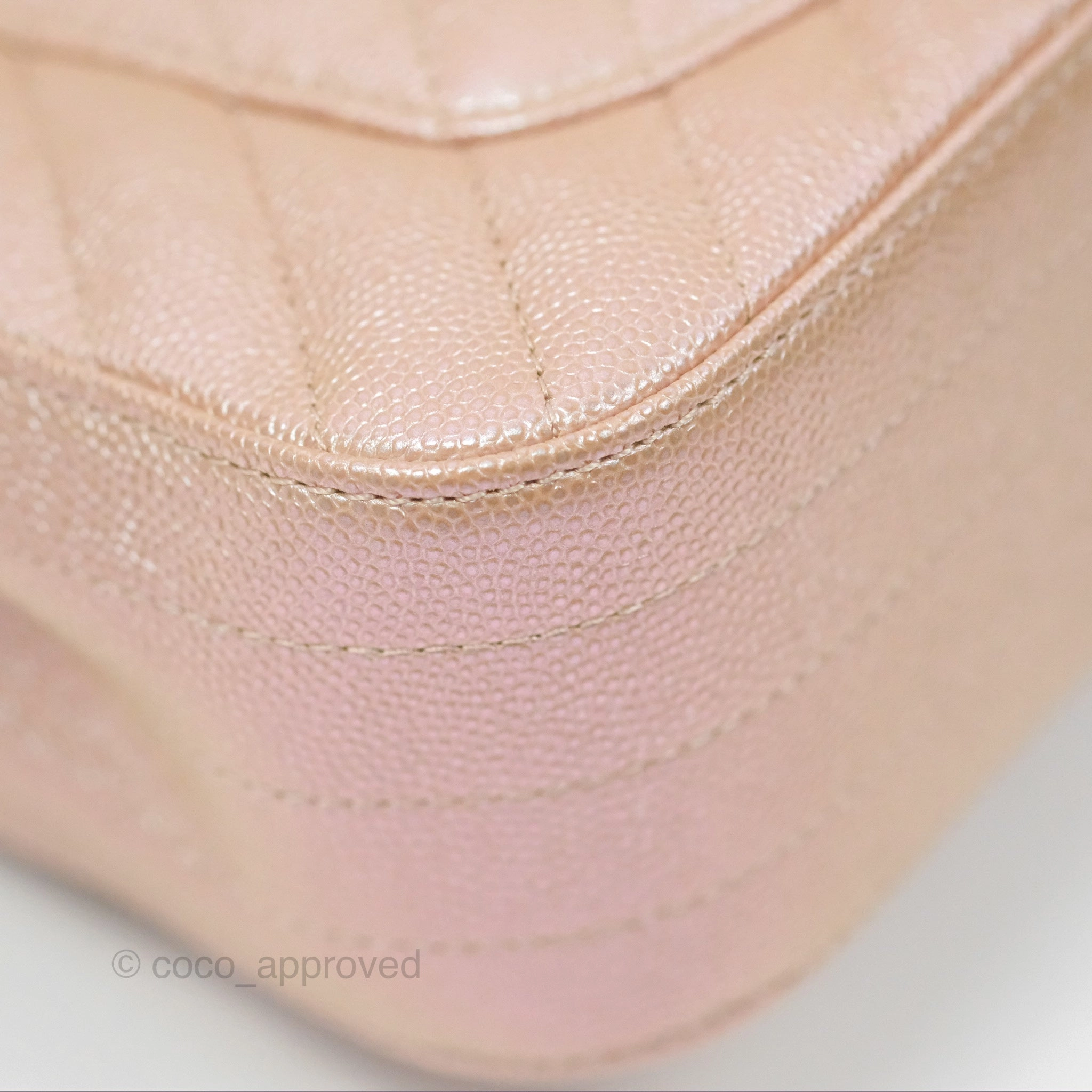 Chanel Chevron Mini Rectangular Flap Iridescent Rose Gold Caviar Ruthenium Hardware 17B