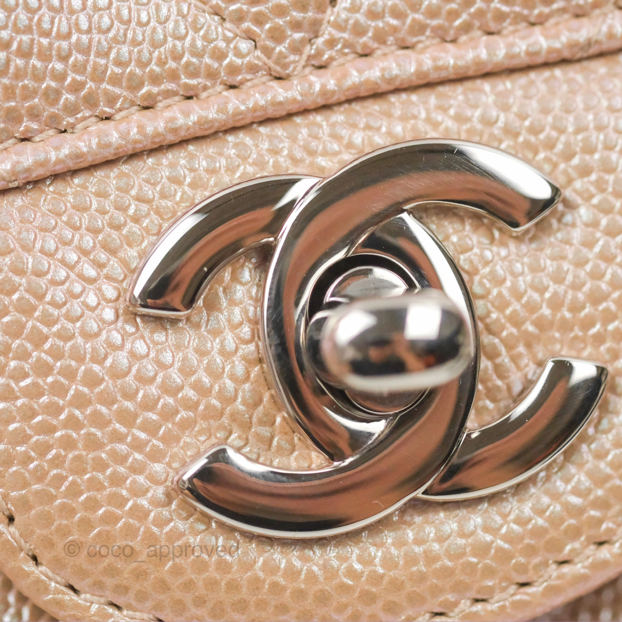 Chanel Chevron Mini Rectangular Flap Iridescent Rose Gold Caviar Ruthenium Hardware 17B