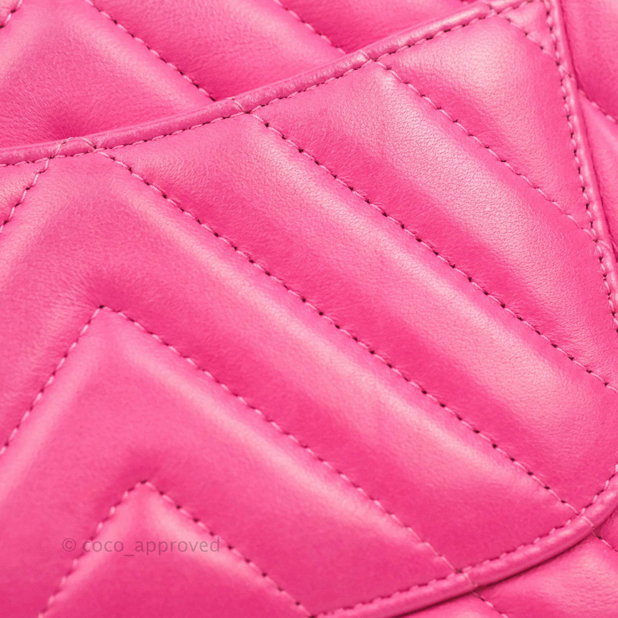 Chanel Chevron Mini Rectangular Flap Pink Lambskin Gold Hardware