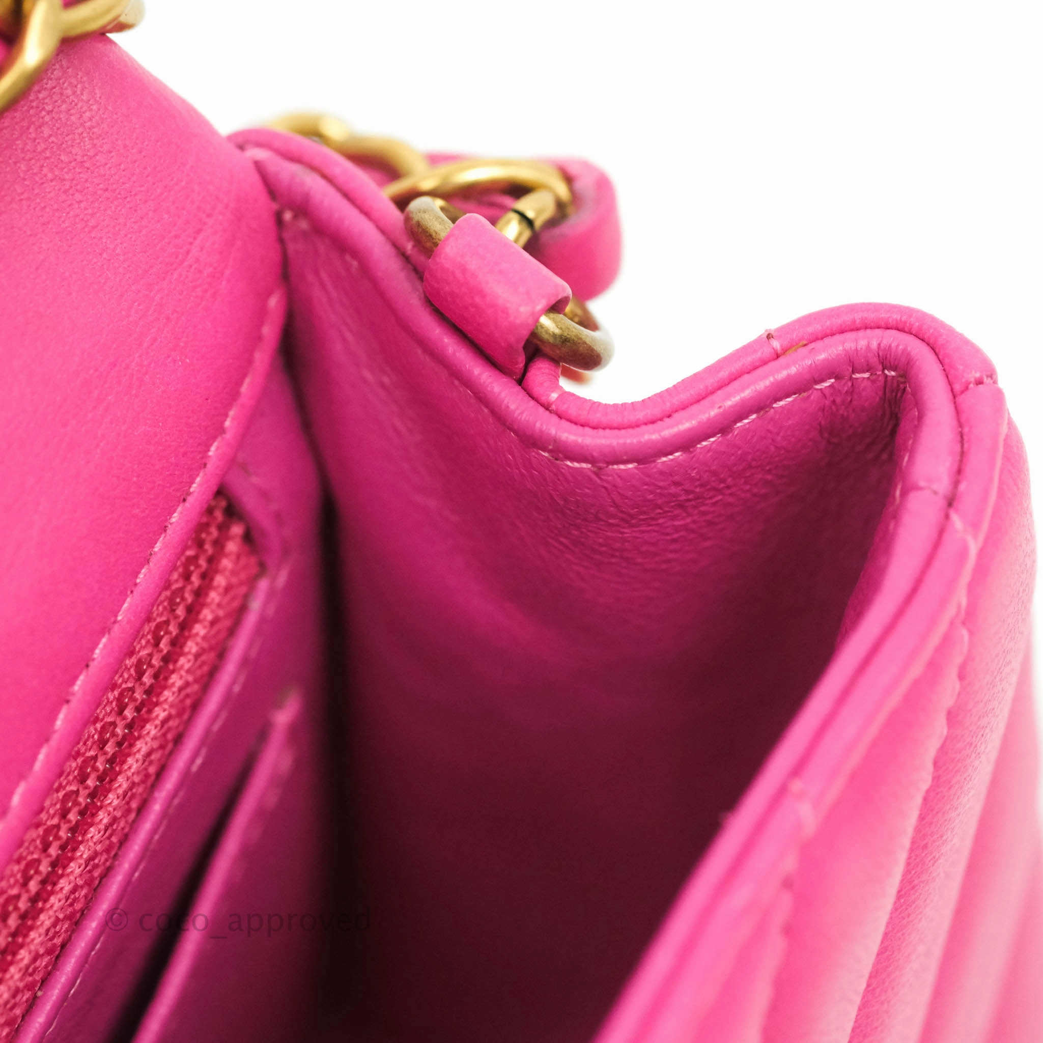 Chanel Chevron Mini Rectangular Flap Pink Lambskin Gold Hardware