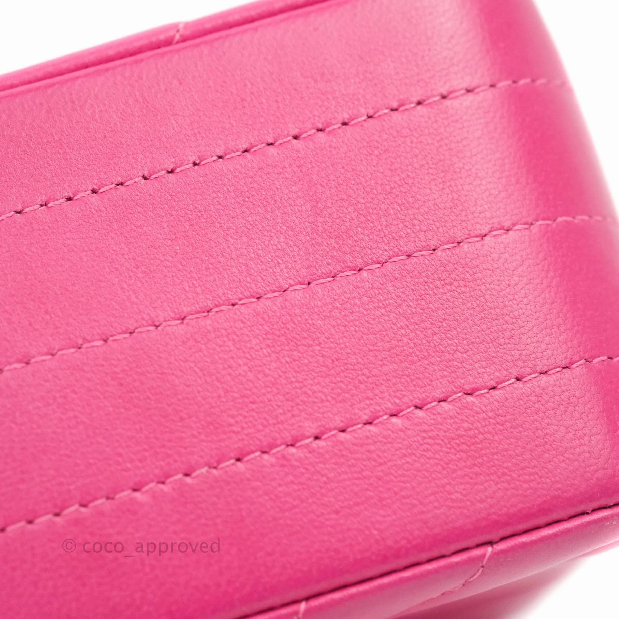 Chanel Chevron Mini Rectangular Flap Pink Lambskin Gold Hardware