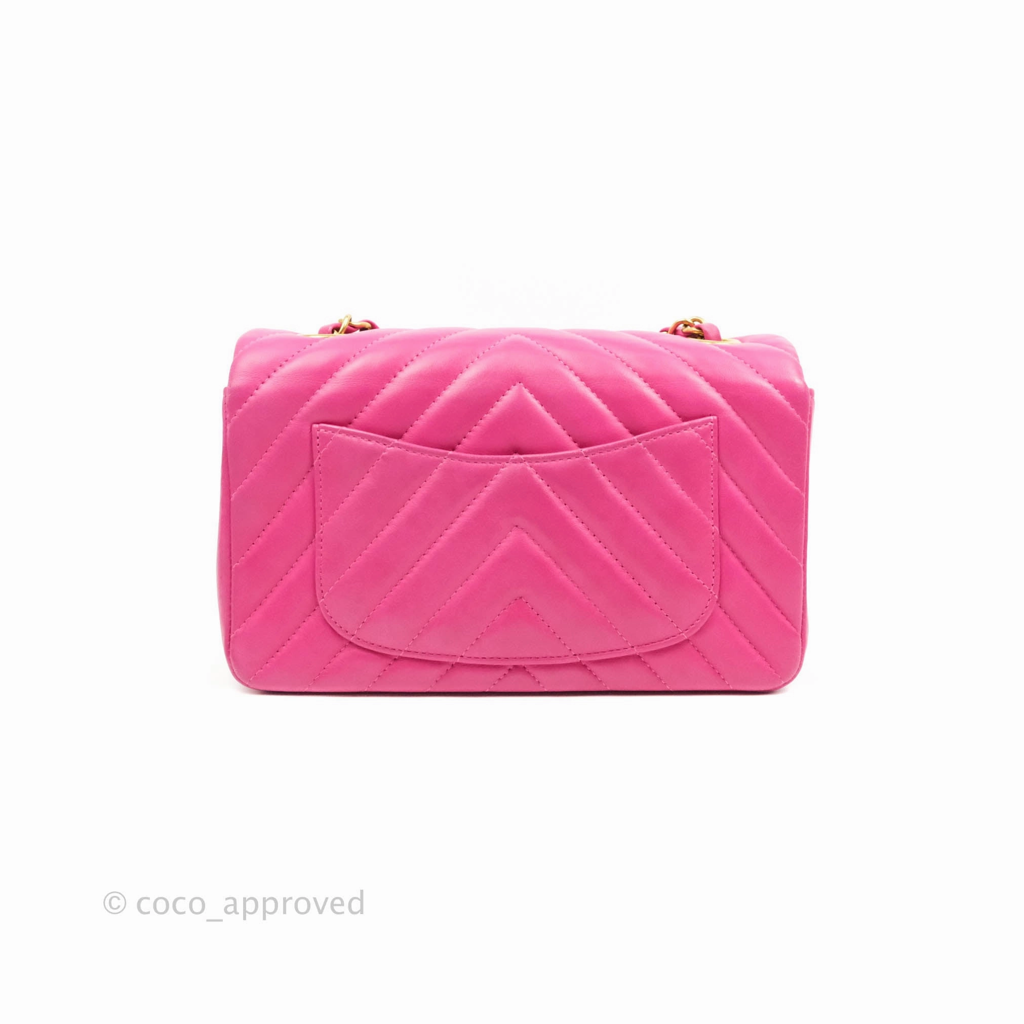Chanel Chevron Mini Rectangular Flap Pink Lambskin Gold Hardware