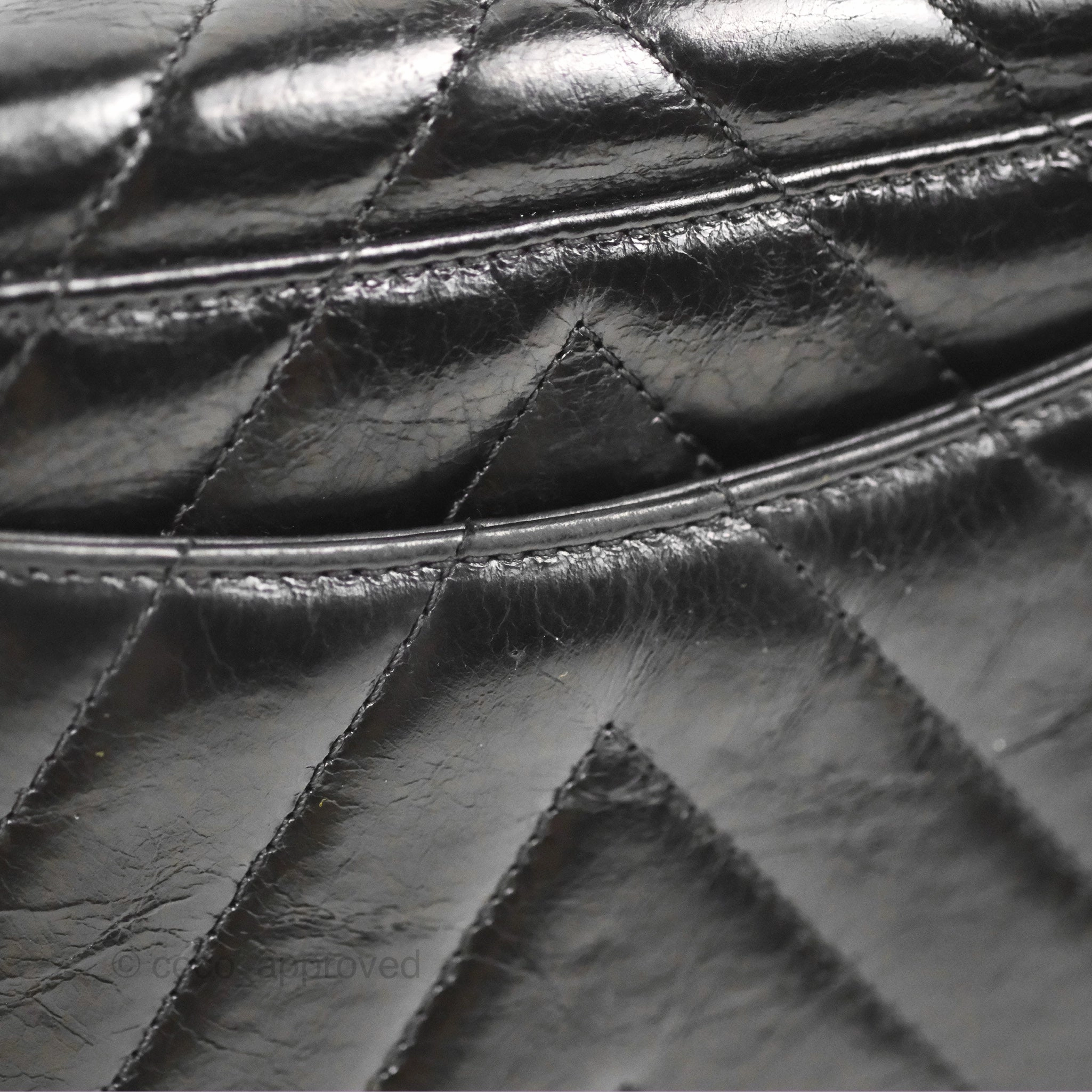 Chanel Chevron Small Coco Handle Black Shiny Aged Calfskin Aged Gold Hardware's