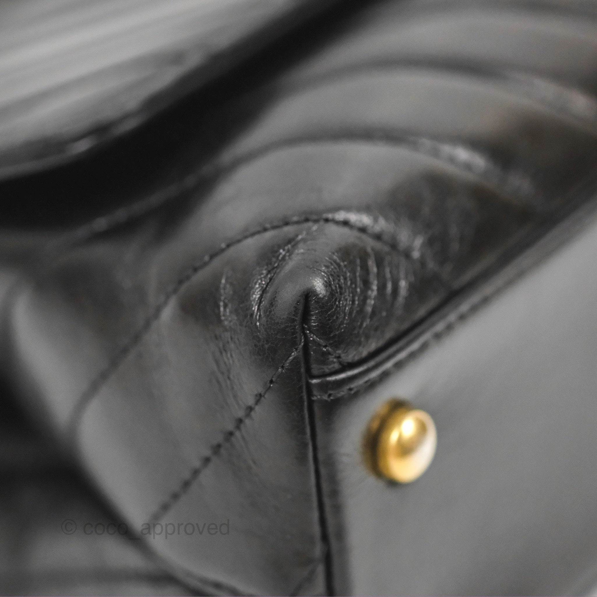 Chanel Chevron Small Coco Handle Black Shiny Aged Calfskin Aged Gold Hardware's