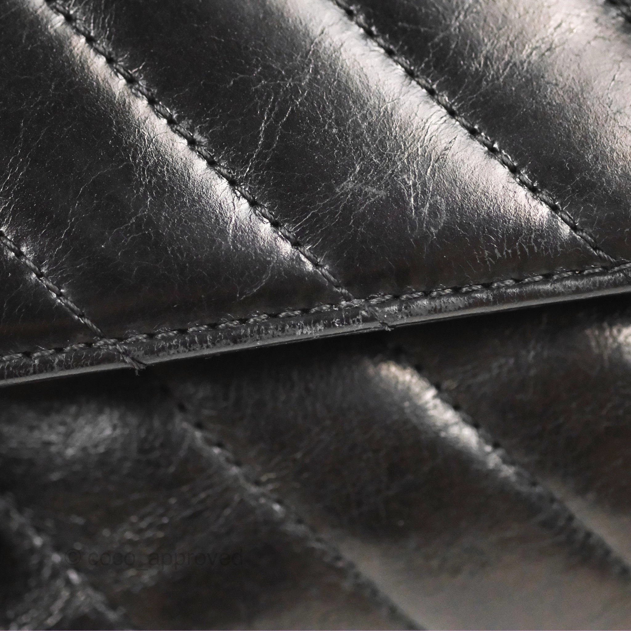Chanel Chevron Small Coco Handle Black Shiny Aged Calfskin Aged Gold Hardware's
