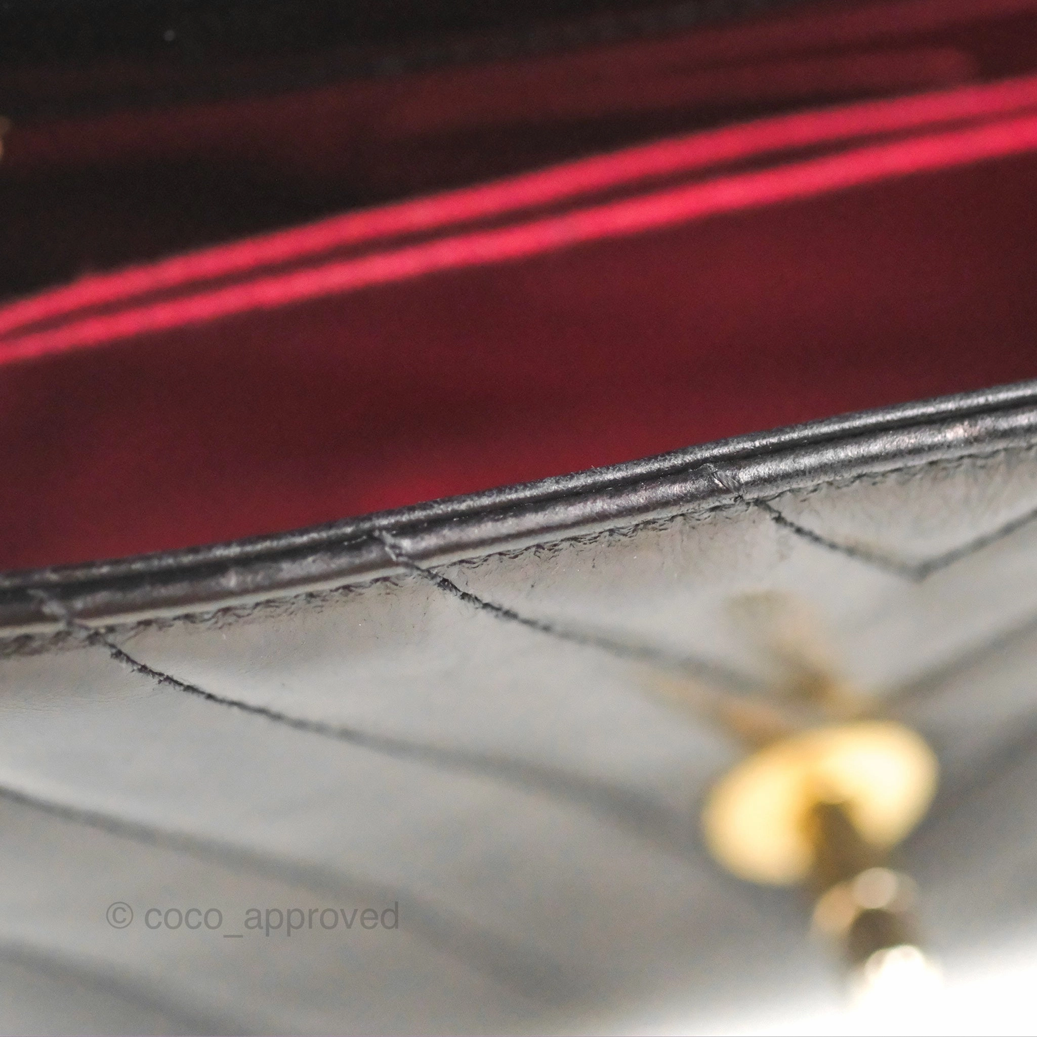 Chanel Chevron Small Coco Handle Black Shiny Aged Calfskin Aged Gold Hardware's
