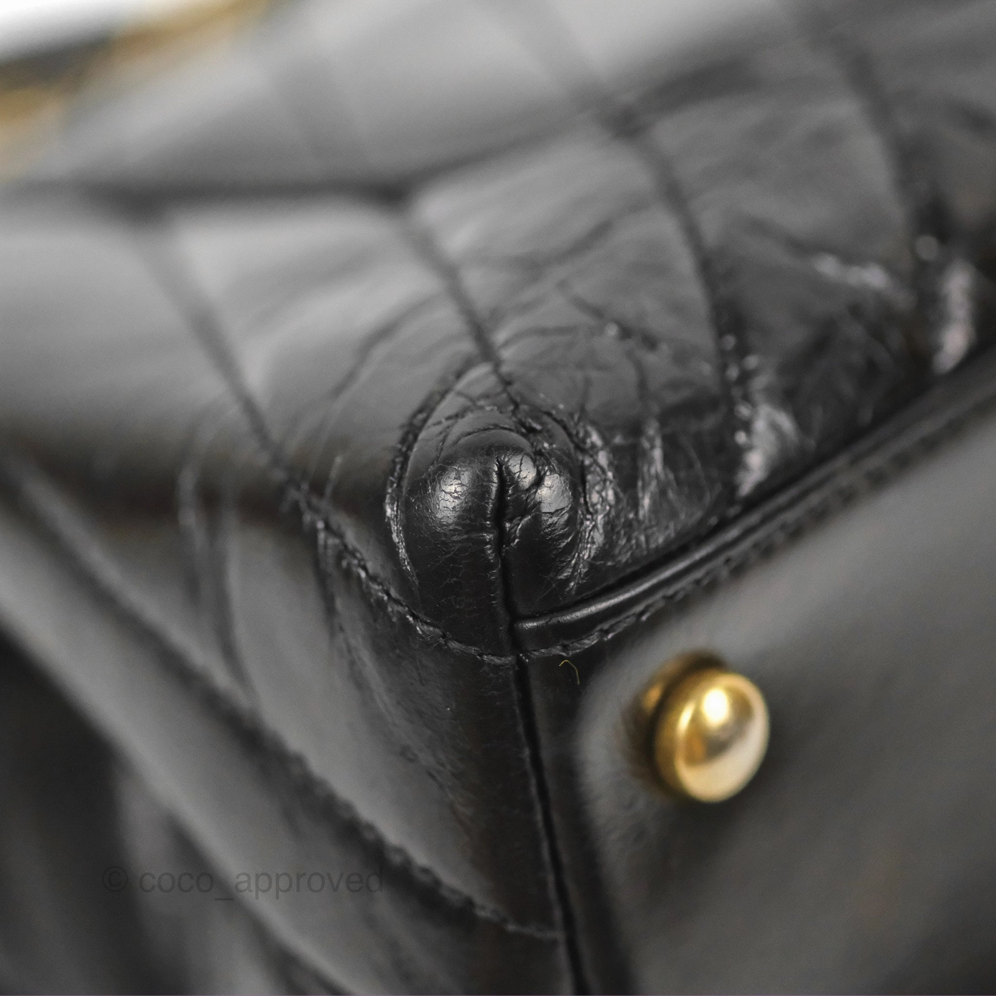 Chanel Chevron Small Coco Handle Black Shiny Aged Calfskin Aged Gold Hardware's