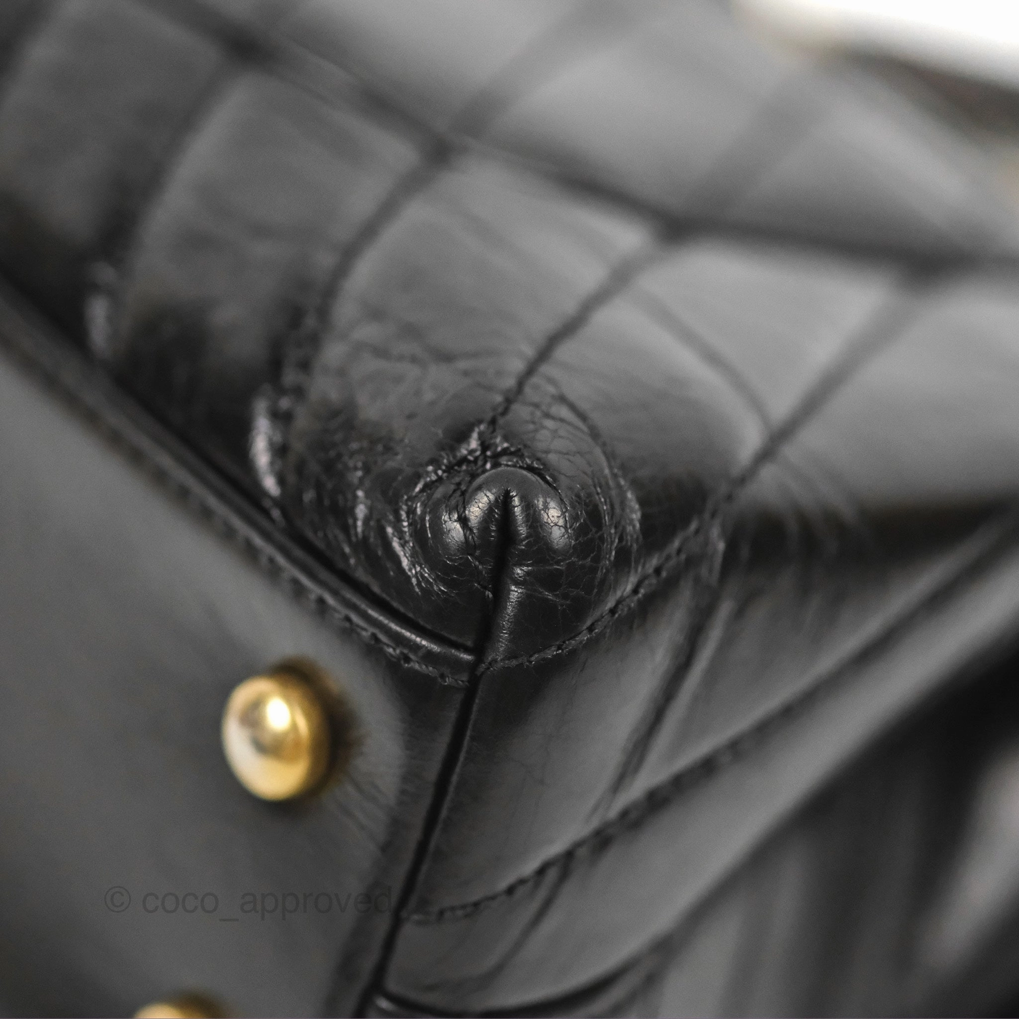 Chanel Chevron Small Coco Handle Black Shiny Aged Calfskin Aged Gold Hardware's