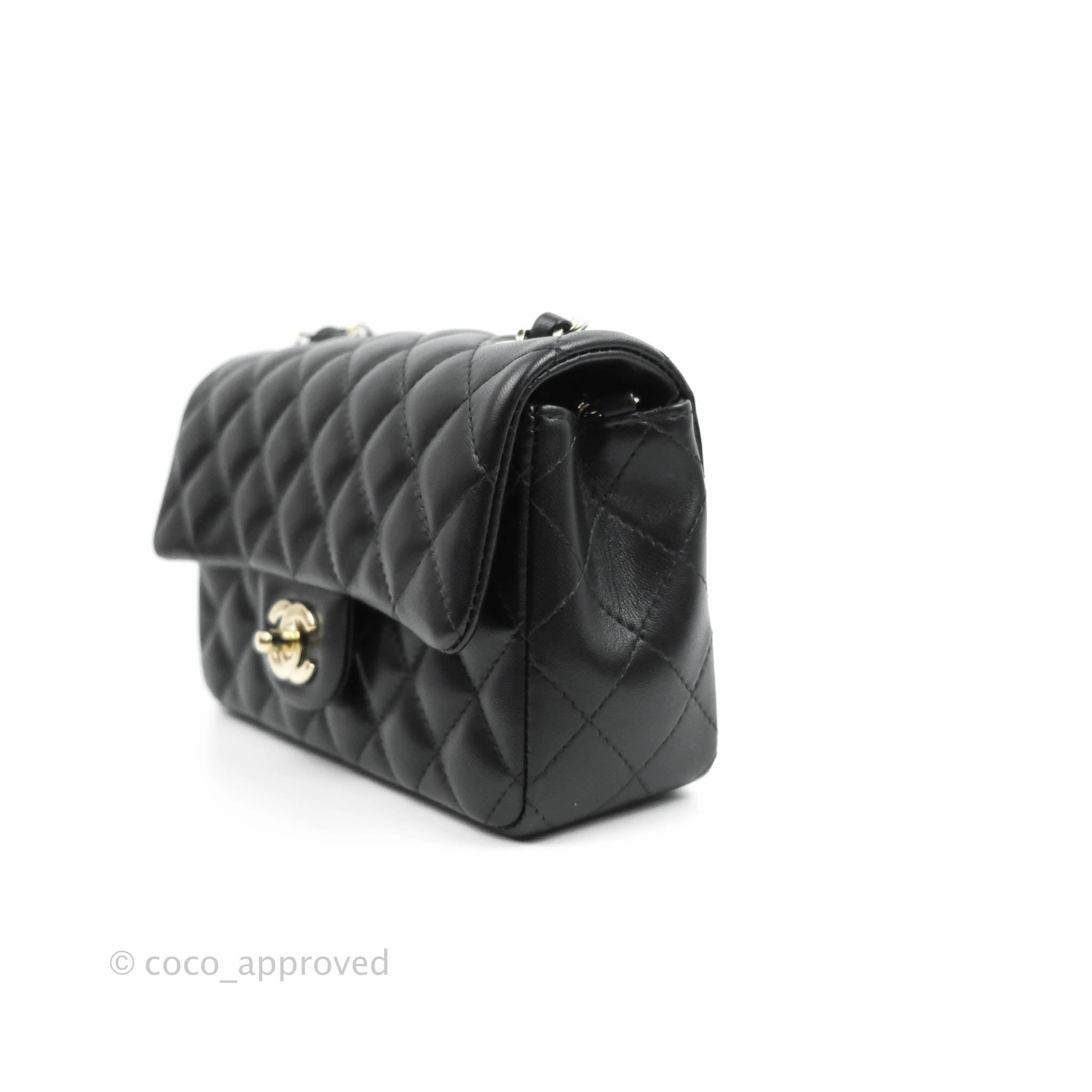 Chanel Classic Mini Rectangular Flap Black Lambskin Gold Hardware