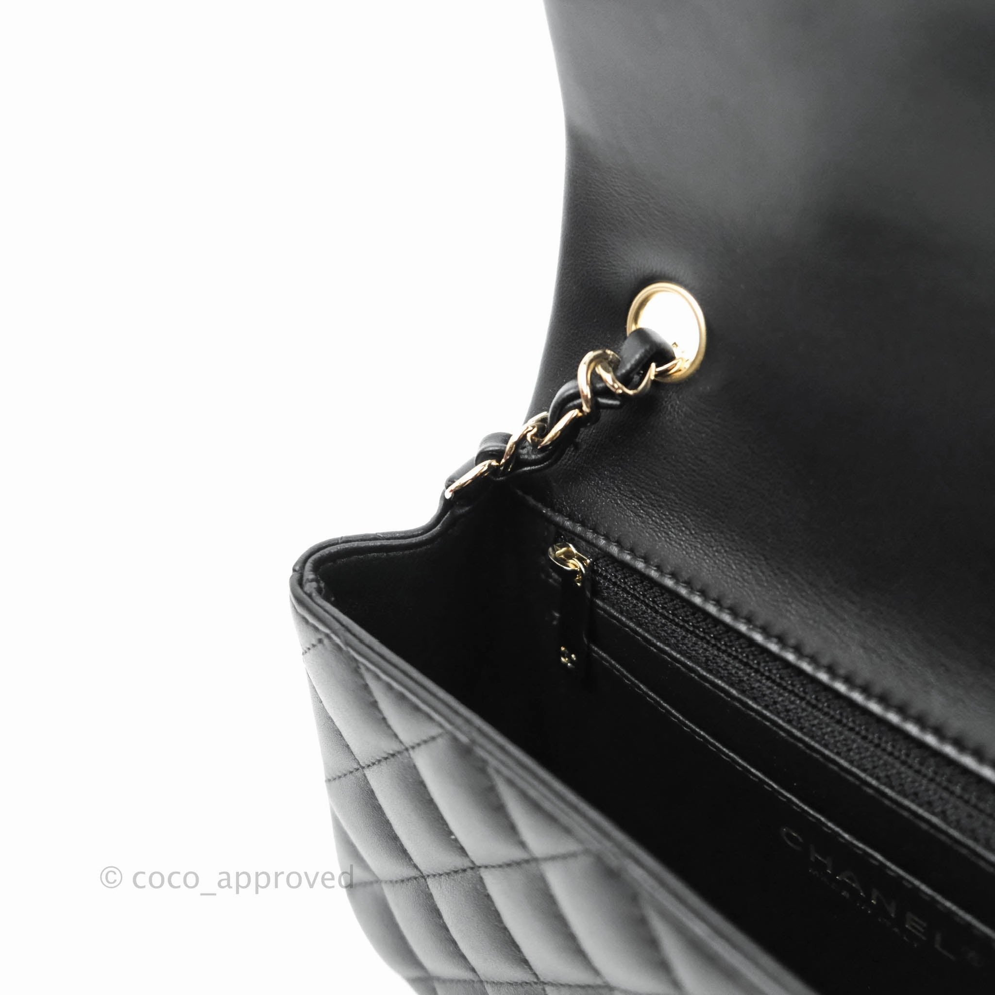 Chanel Classic Mini Rectangular Flap Black Lambskin Gold Hardware