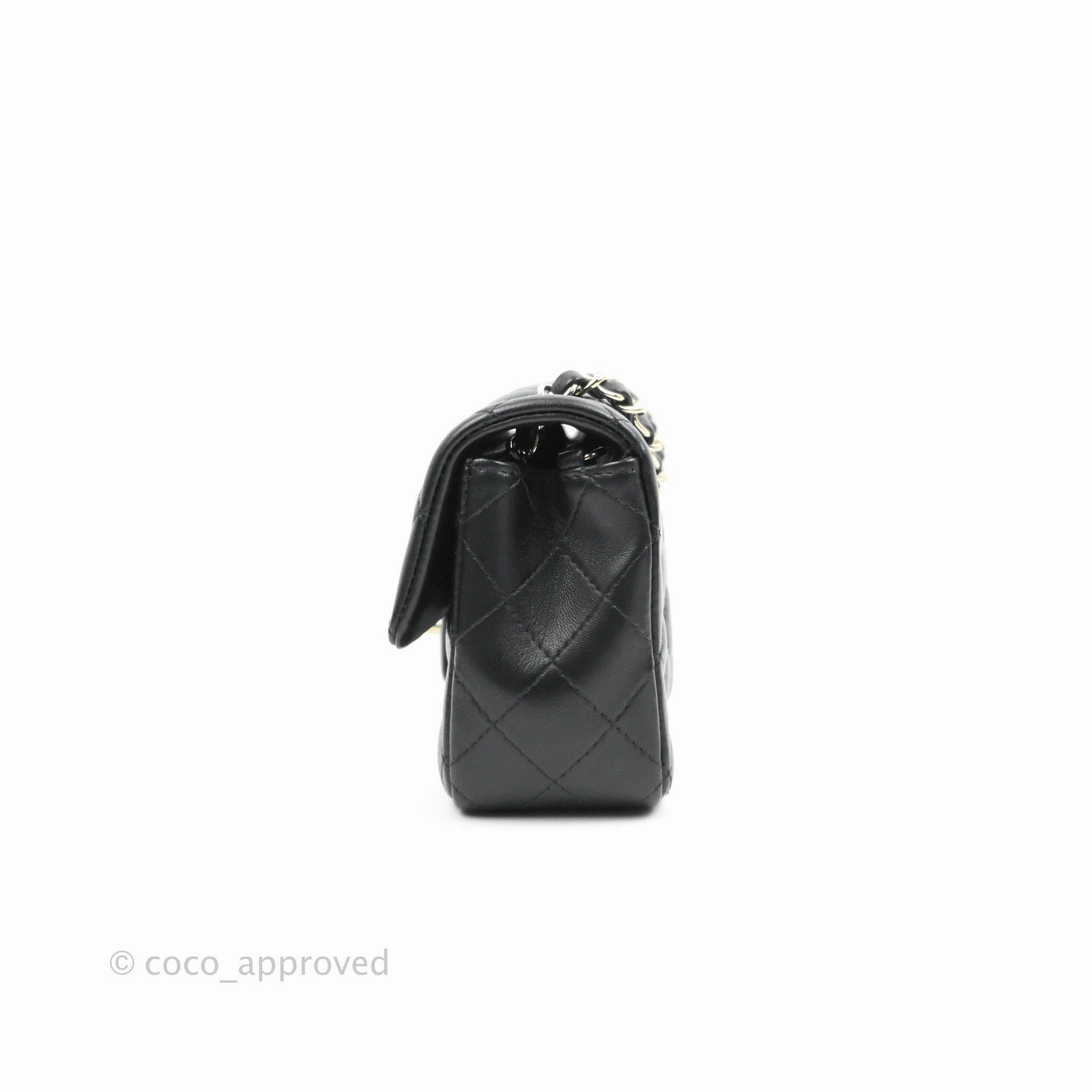 Chanel Classic Mini Rectangular Flap Black Lambskin Gold Hardware