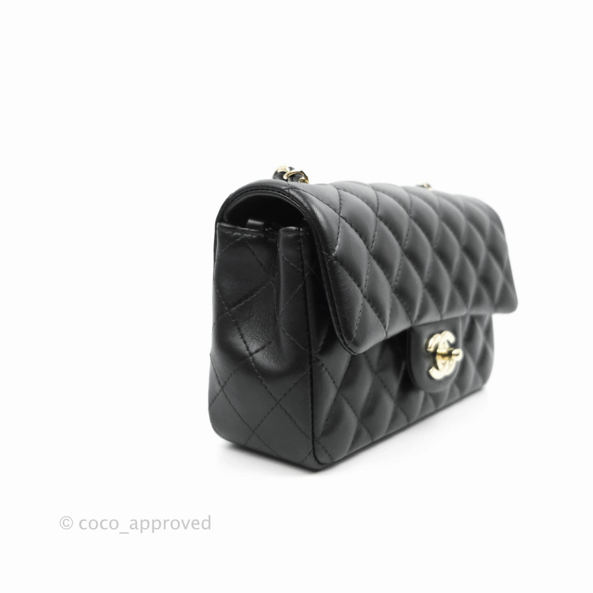 Chanel Classic Mini Rectangular Flap Black Lambskin Gold Hardware