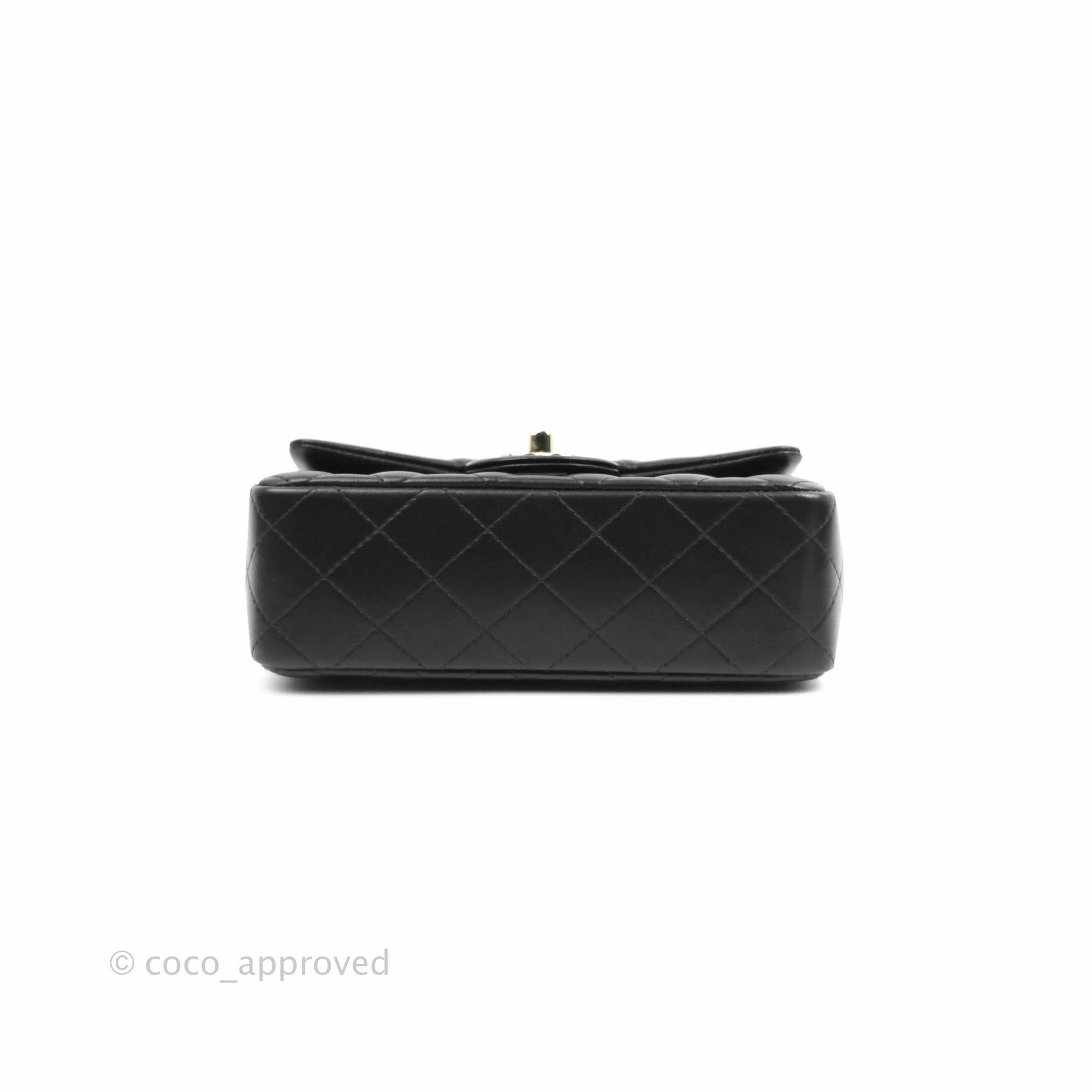 Chanel Classic Mini Rectangular Flap Black Lambskin Gold Hardware
