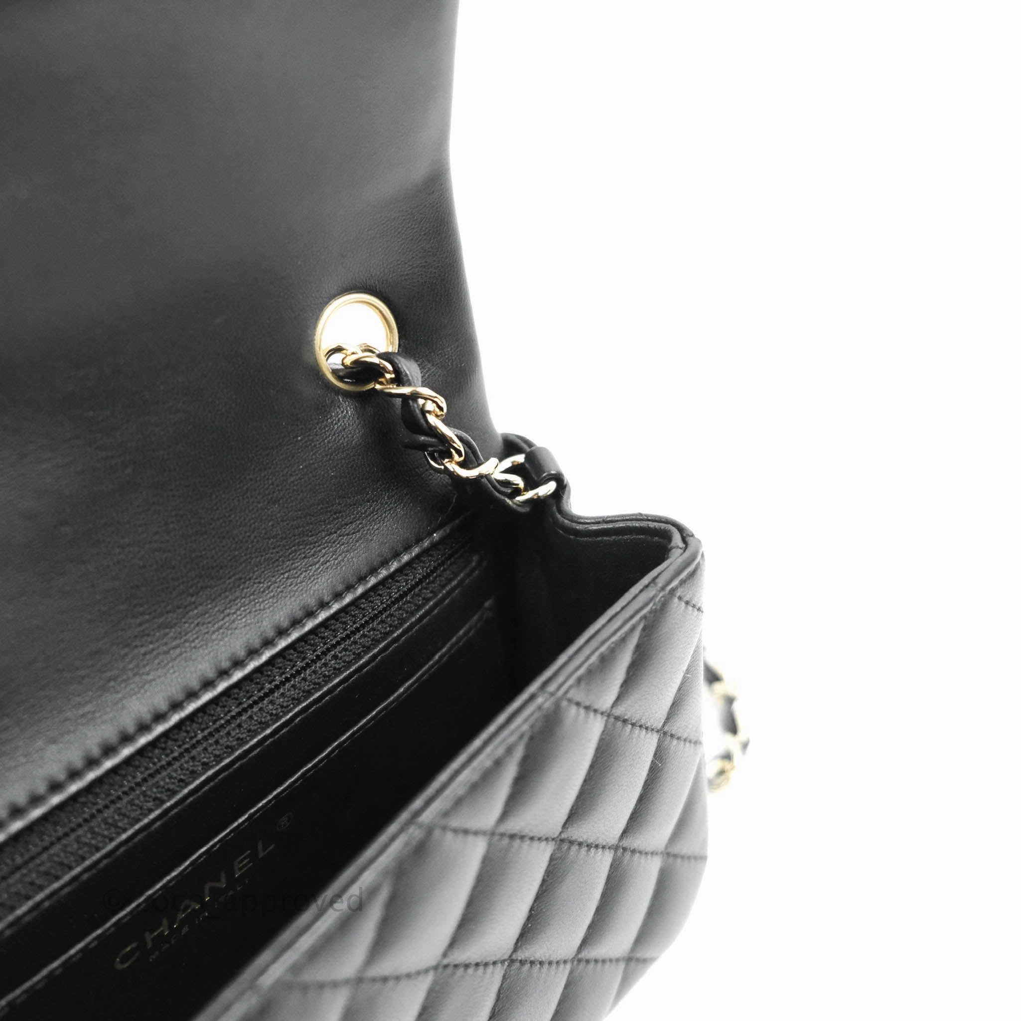 Chanel Classic Mini Rectangular Flap Black Lambskin Gold Hardware