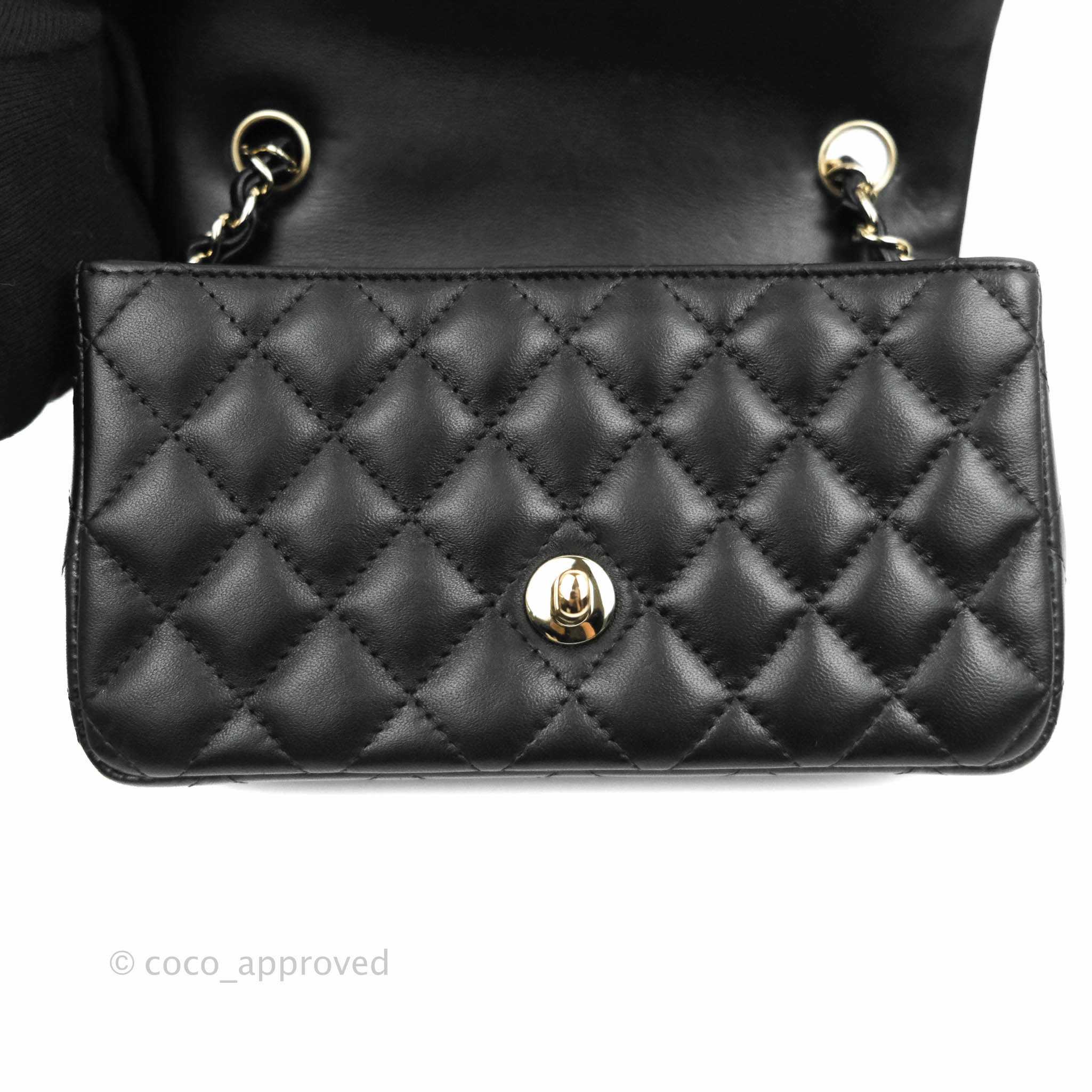 Chanel Classic Mini Rectangular Flap Black Lambskin Gold Hardware