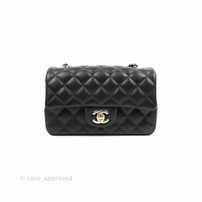 Chanel Classic Mini Rectangular Flap Black Lambskin Gold Hardware