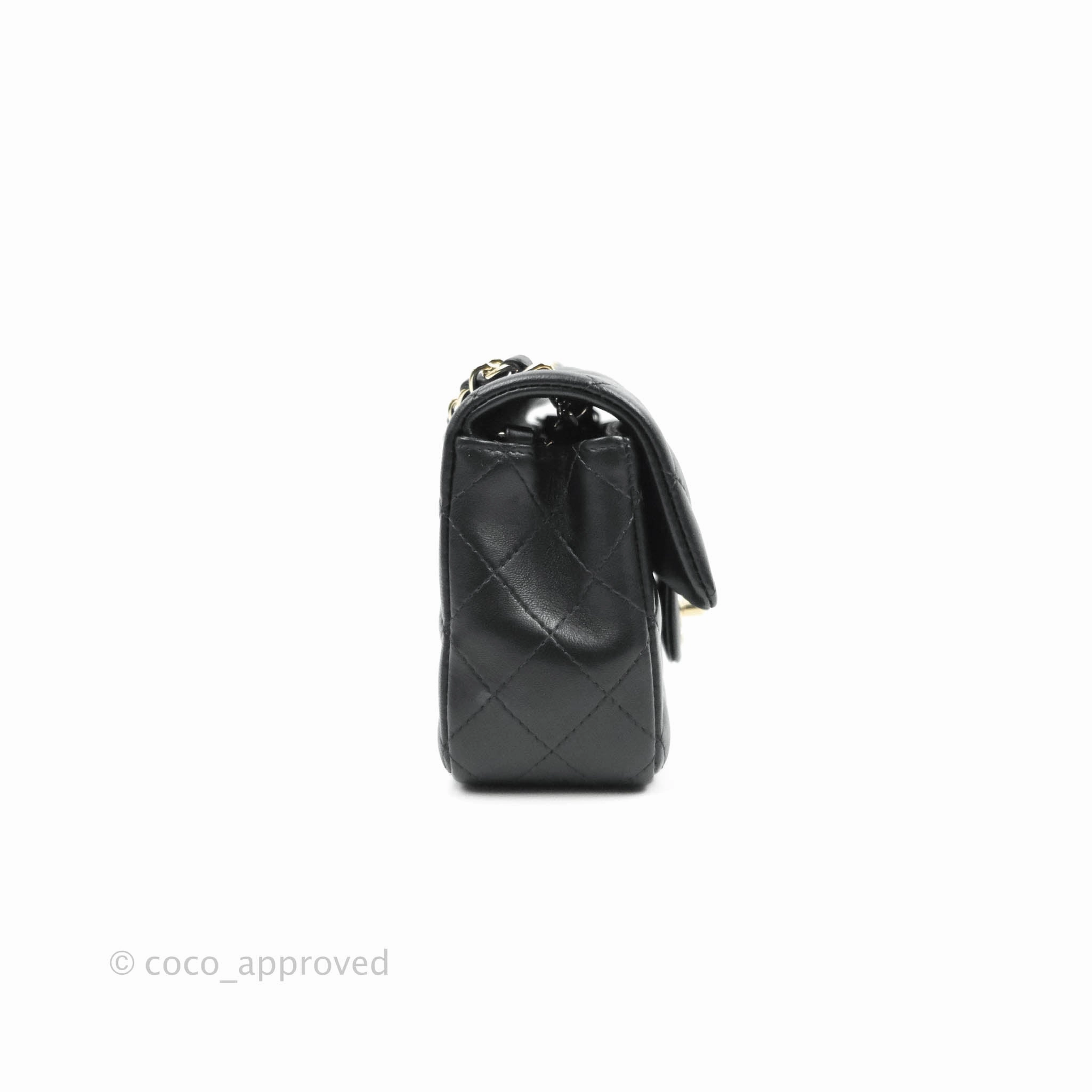 Chanel Classic Mini Rectangular Flap Black Lambskin Gold Hardware