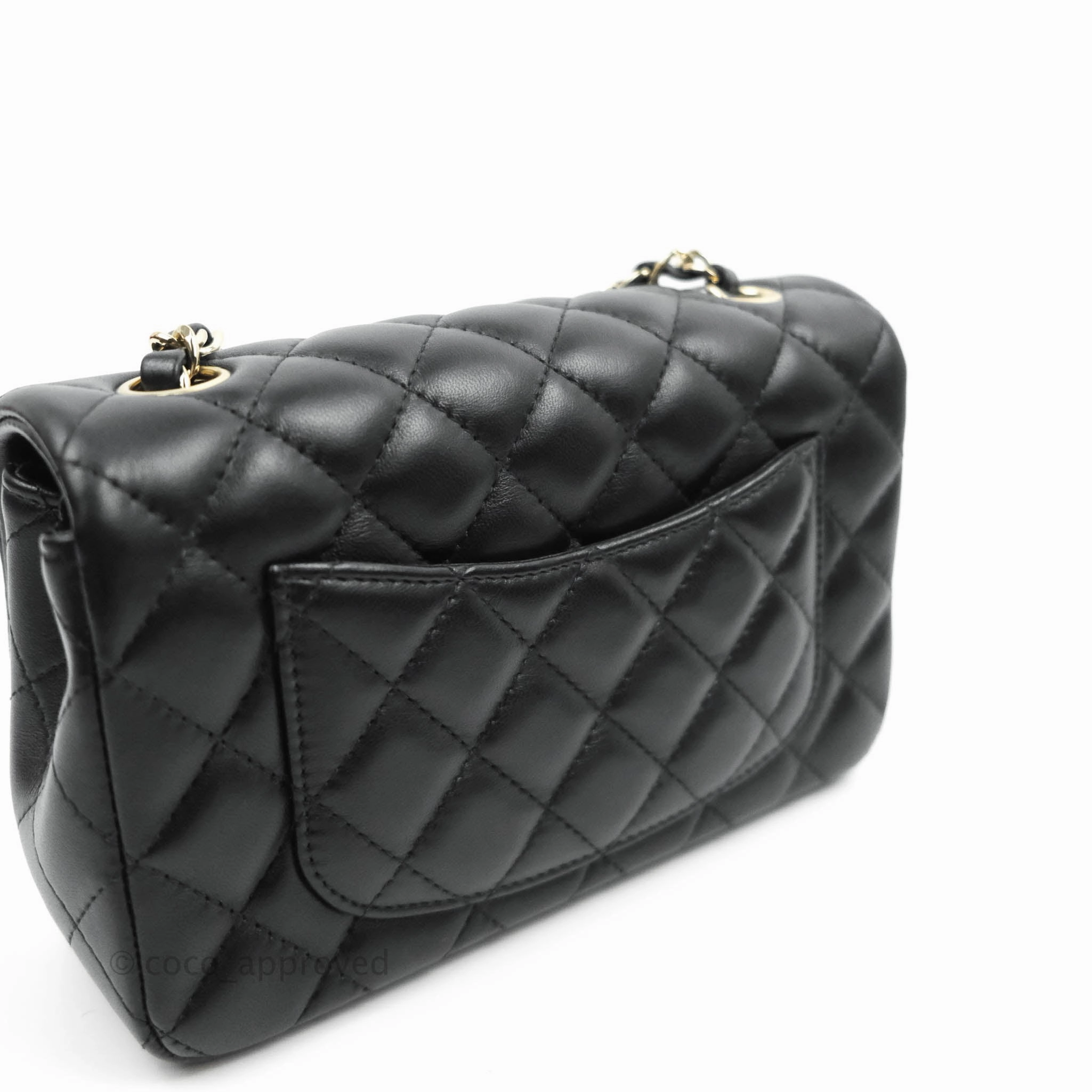 Chanel Classic Mini Rectangular Flap Black Lambskin Gold Hardware