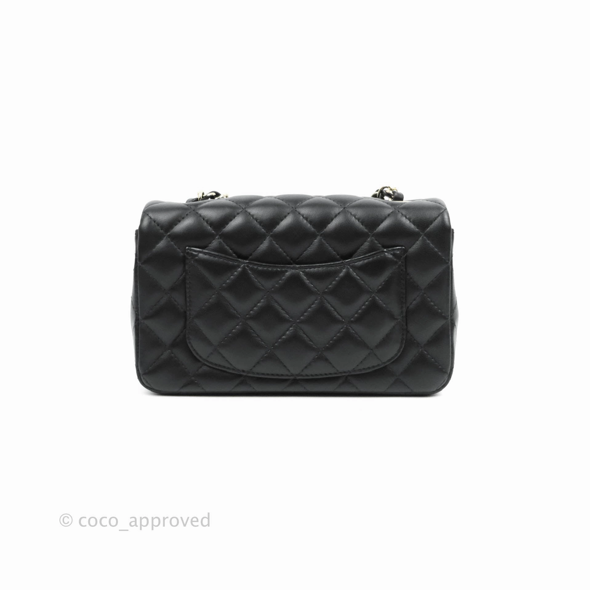 Chanel Classic Mini Rectangular Flap Black Lambskin Gold Hardware