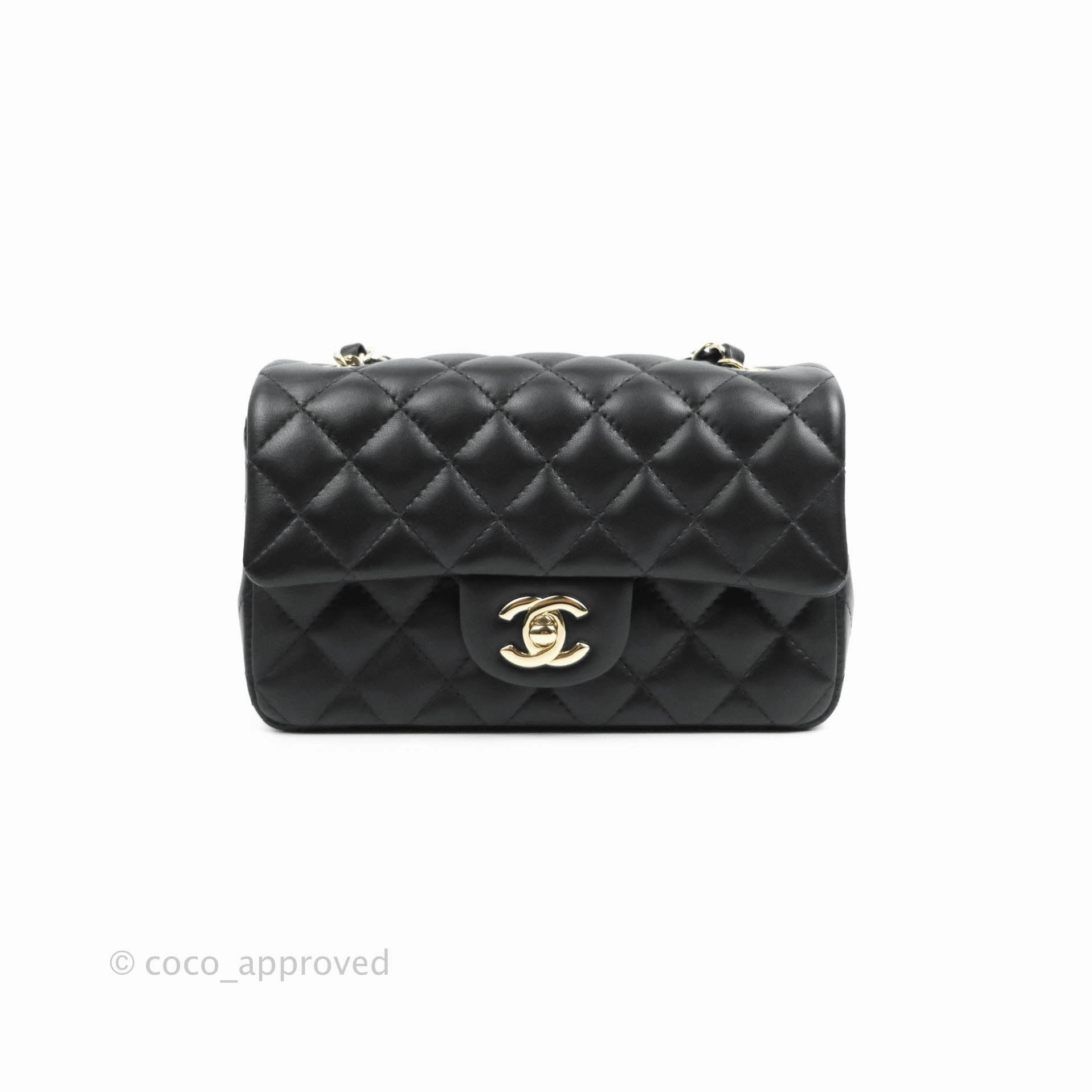Chanel Classic Mini Rectangular Flap Black Lambskin Gold Hardware