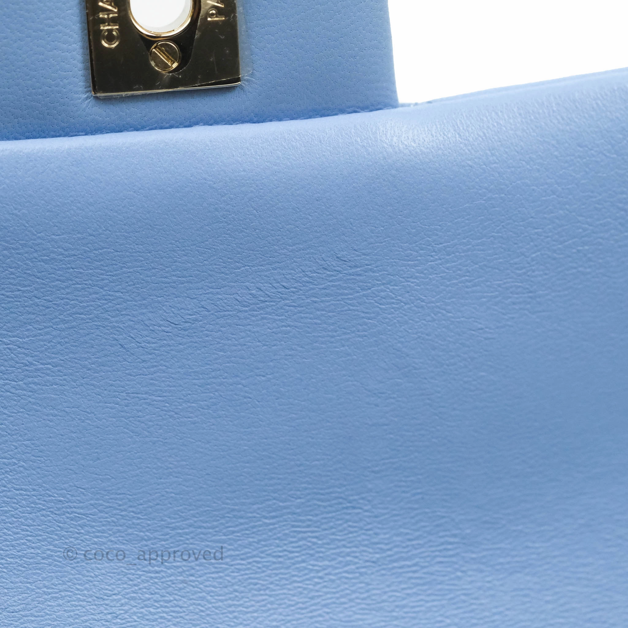 Chanel Classic Mini Rectangular Flap Blue Sky Lambskin Gold Hardware 21C