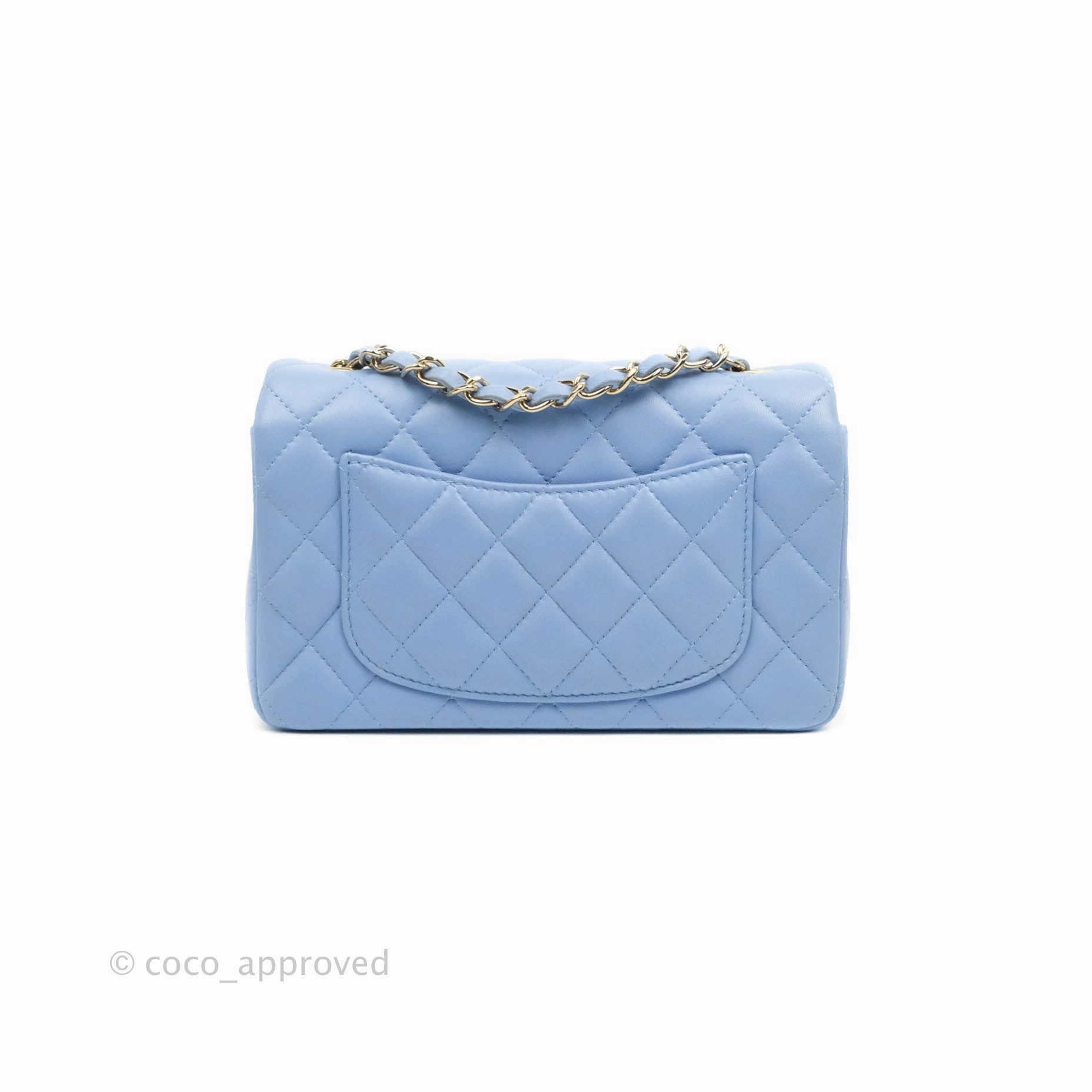 Chanel Classic Mini Rectangular Flap Blue Sky Lambskin Gold Hardware 21C