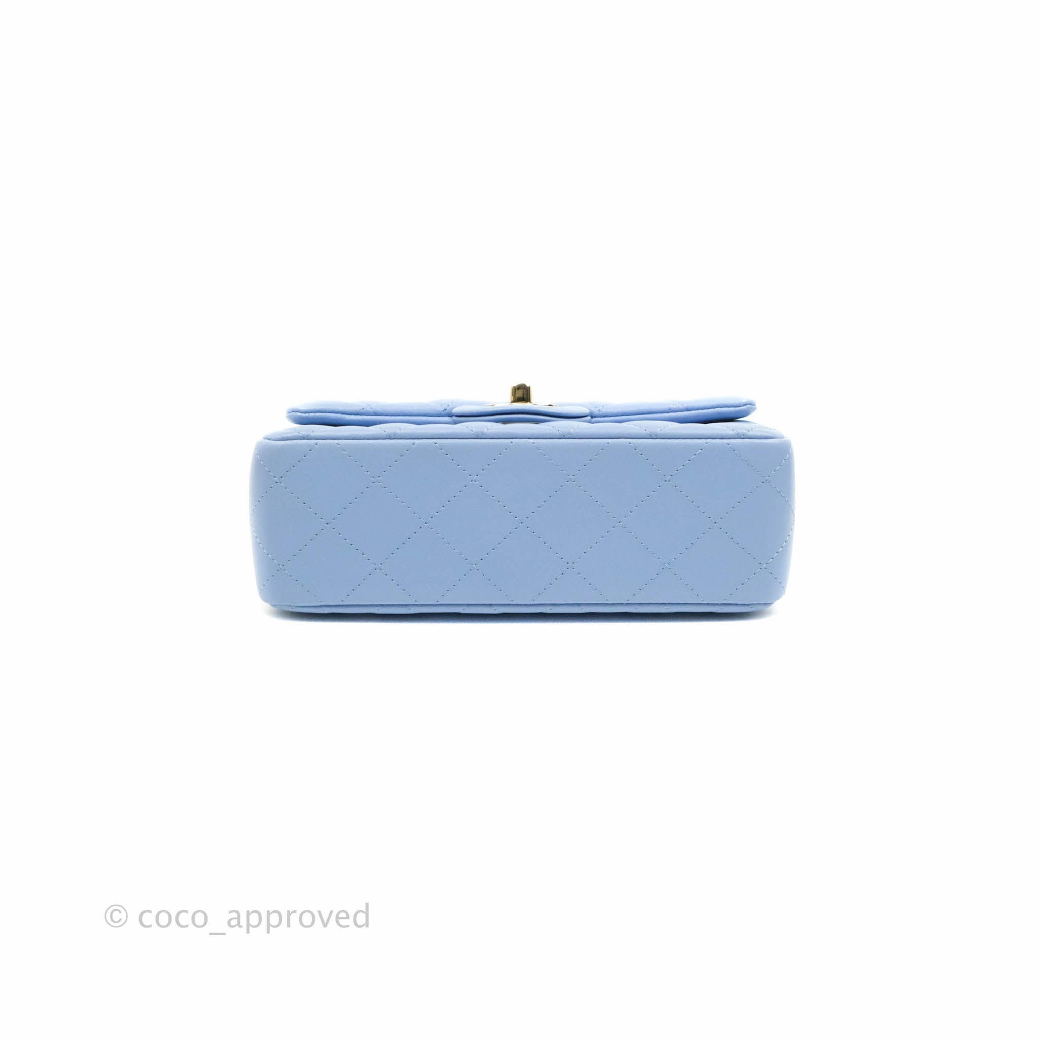 Chanel Classic Mini Rectangular Flap Blue Sky Lambskin Gold Hardware 21C