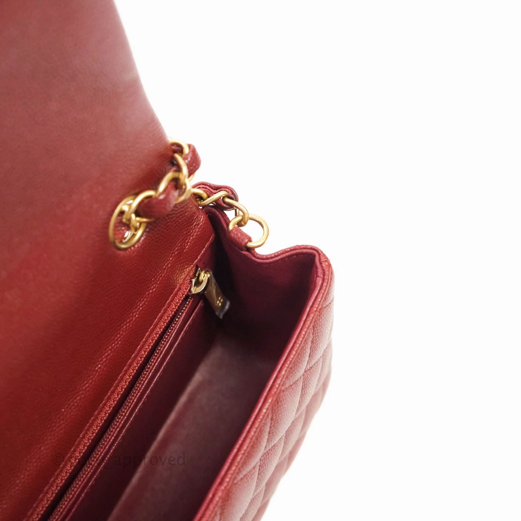 Chanel Classic Quilted Mini Rectangular Flap Iridescent Burgundy Caviar Aged Gold Hardware