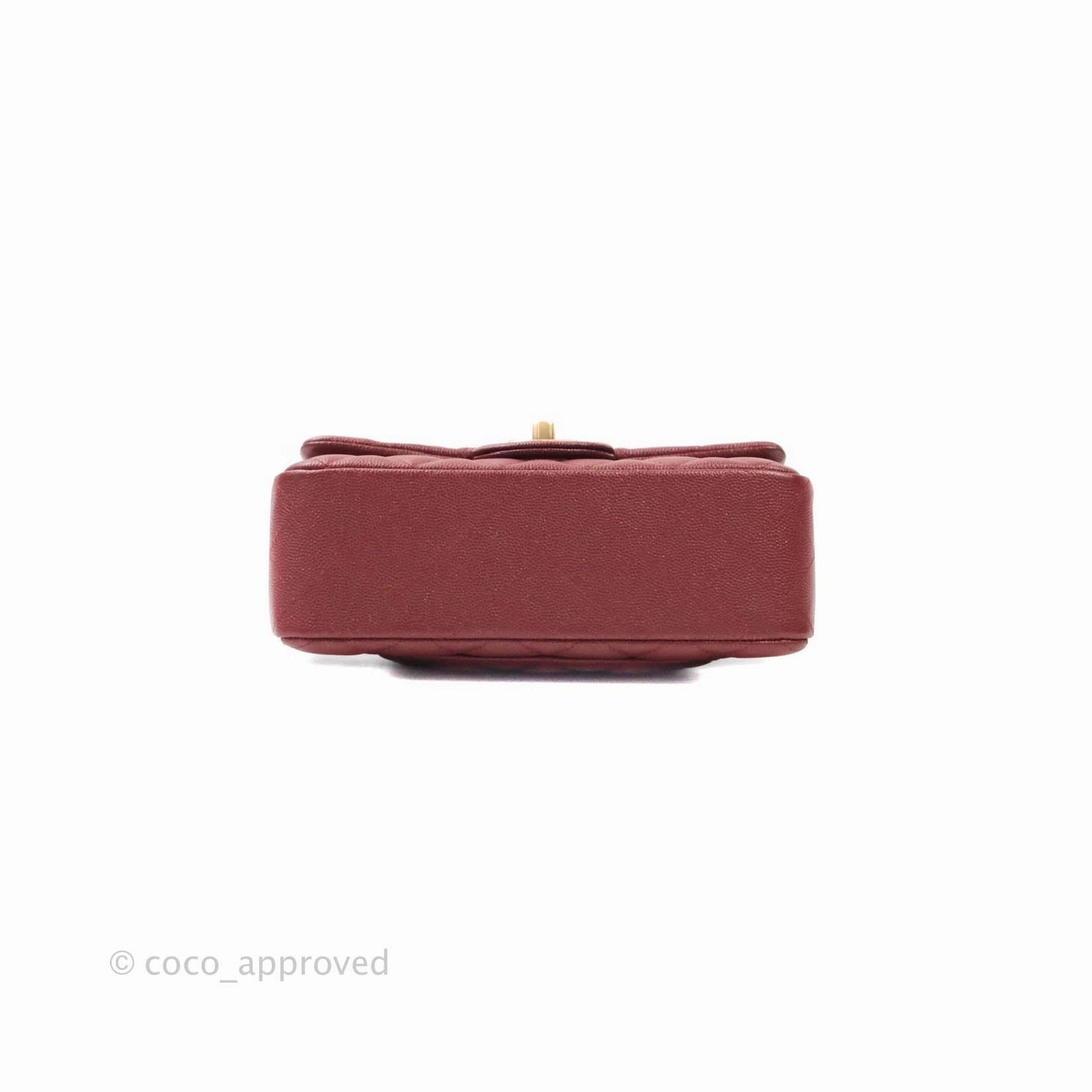 Chanel Classic Quilted Mini Rectangular Flap Iridescent Burgundy Caviar Aged Gold Hardware