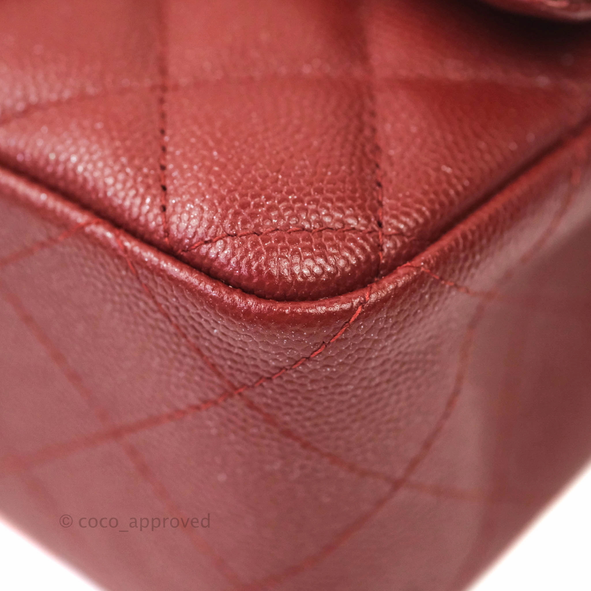 Chanel Classic Quilted Mini Rectangular Flap Iridescent Burgundy Caviar Aged Gold Hardware