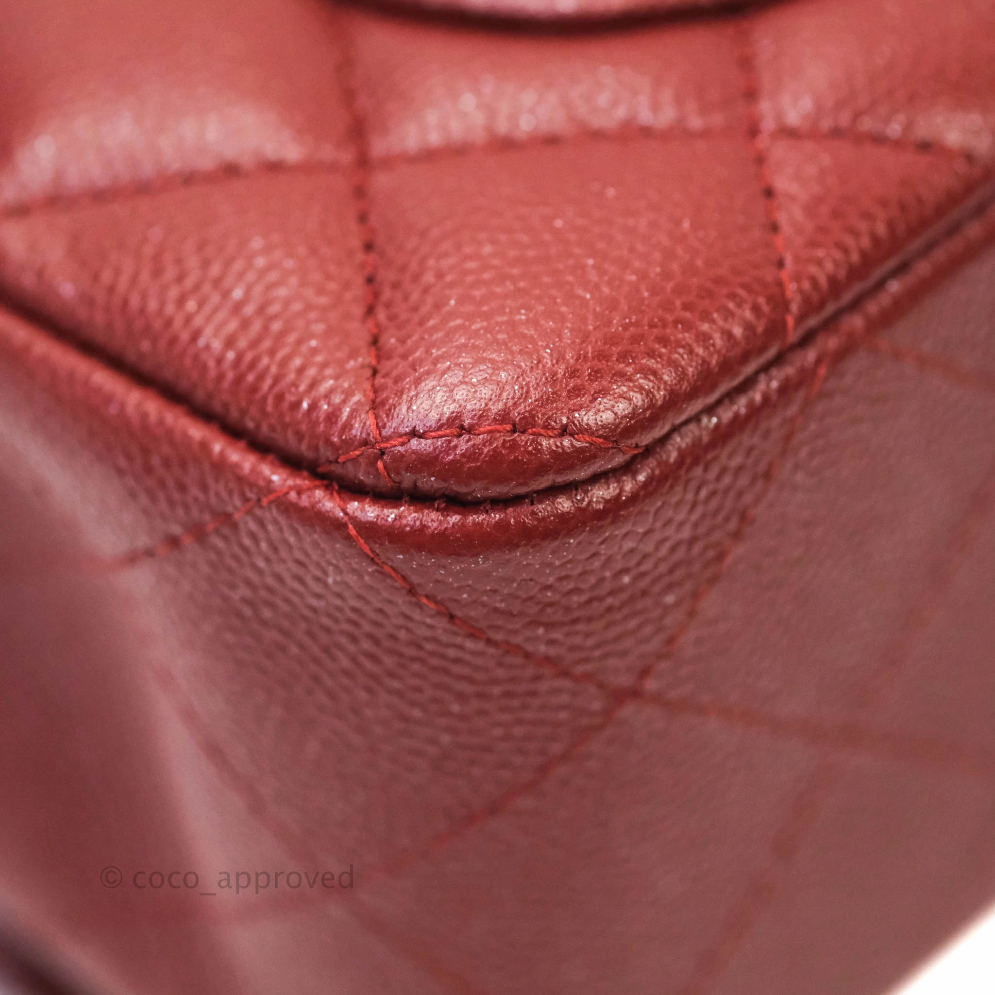 Chanel Classic Quilted Mini Rectangular Flap Iridescent Burgundy Caviar Aged Gold Hardware