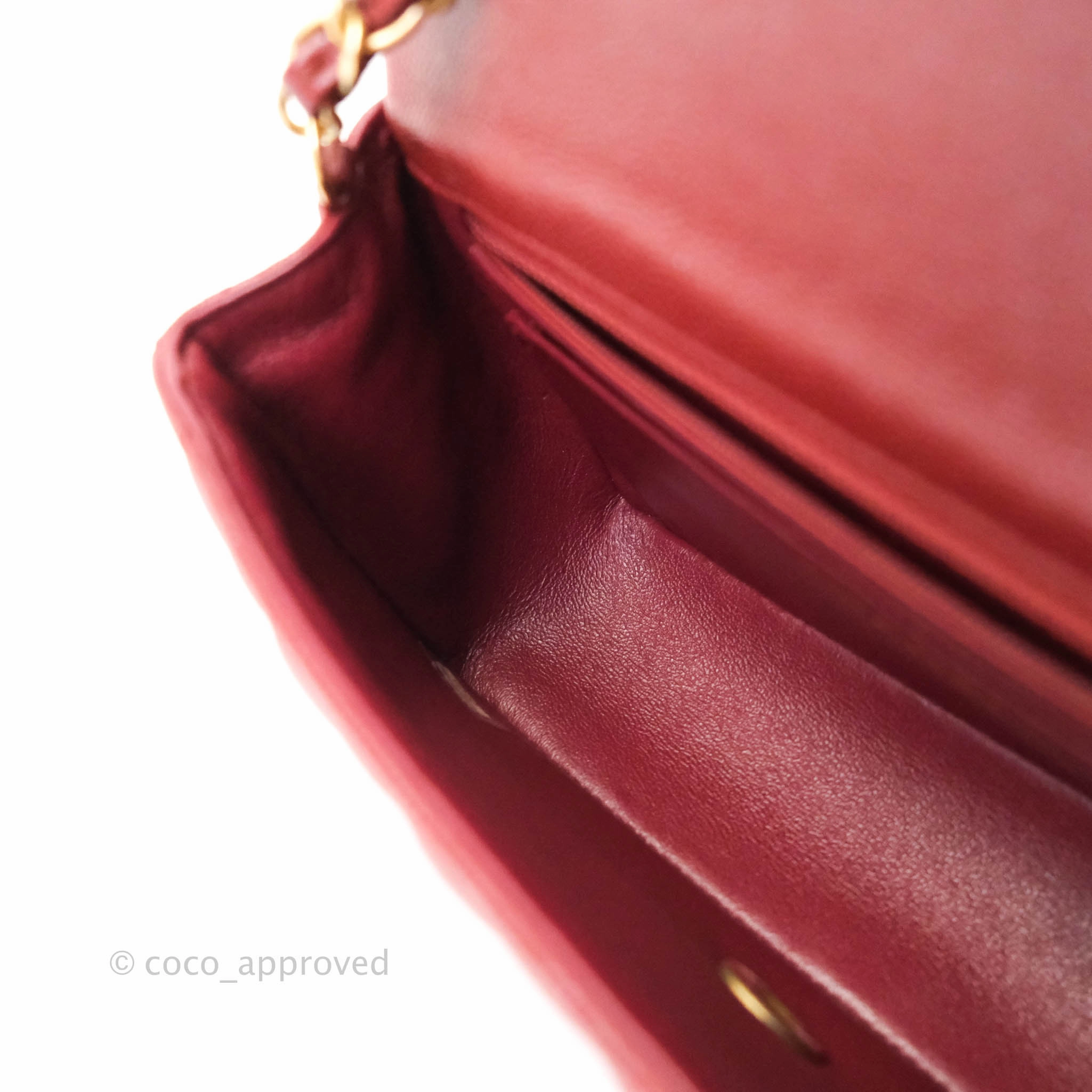 Chanel Classic Quilted Mini Rectangular Flap Iridescent Burgundy Caviar Aged Gold Hardware