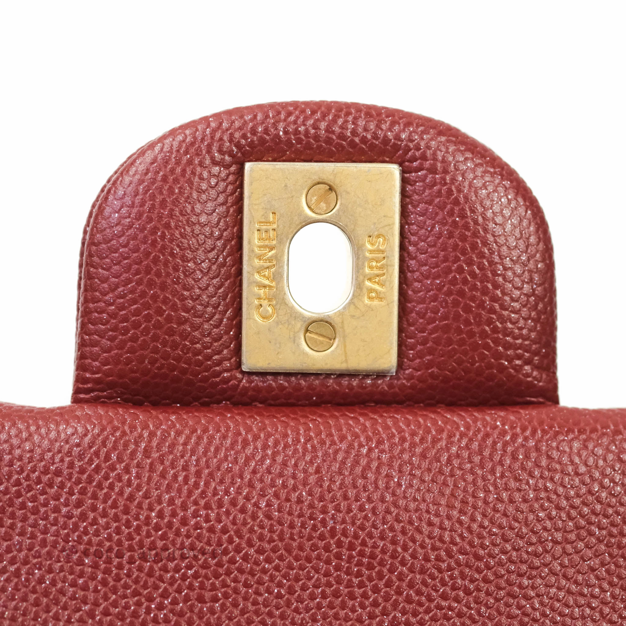 Chanel Classic Quilted Mini Rectangular Flap Iridescent Burgundy Caviar Aged Gold Hardware