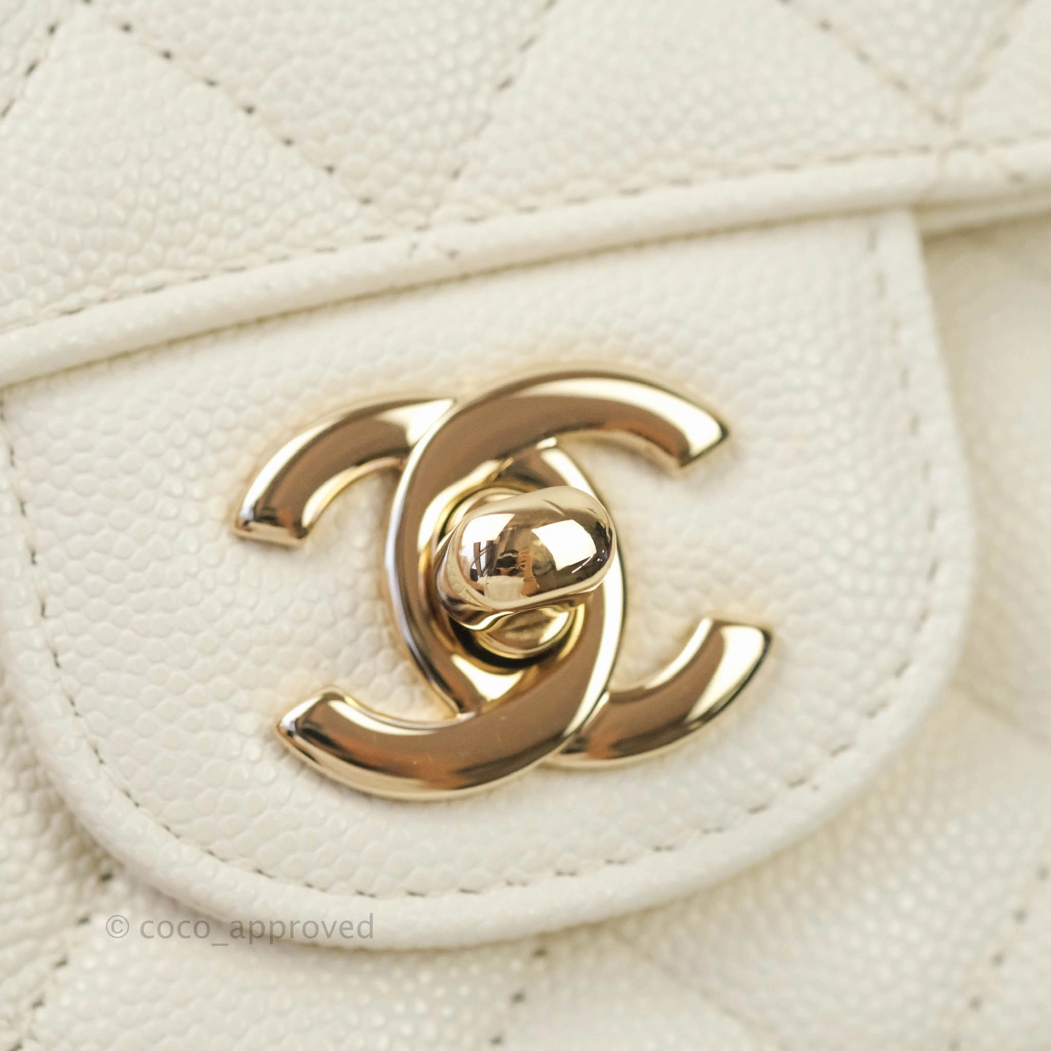 Chanel Classic Quilted Mini Rectangular Flap Ivory Caviar Gold Hardware