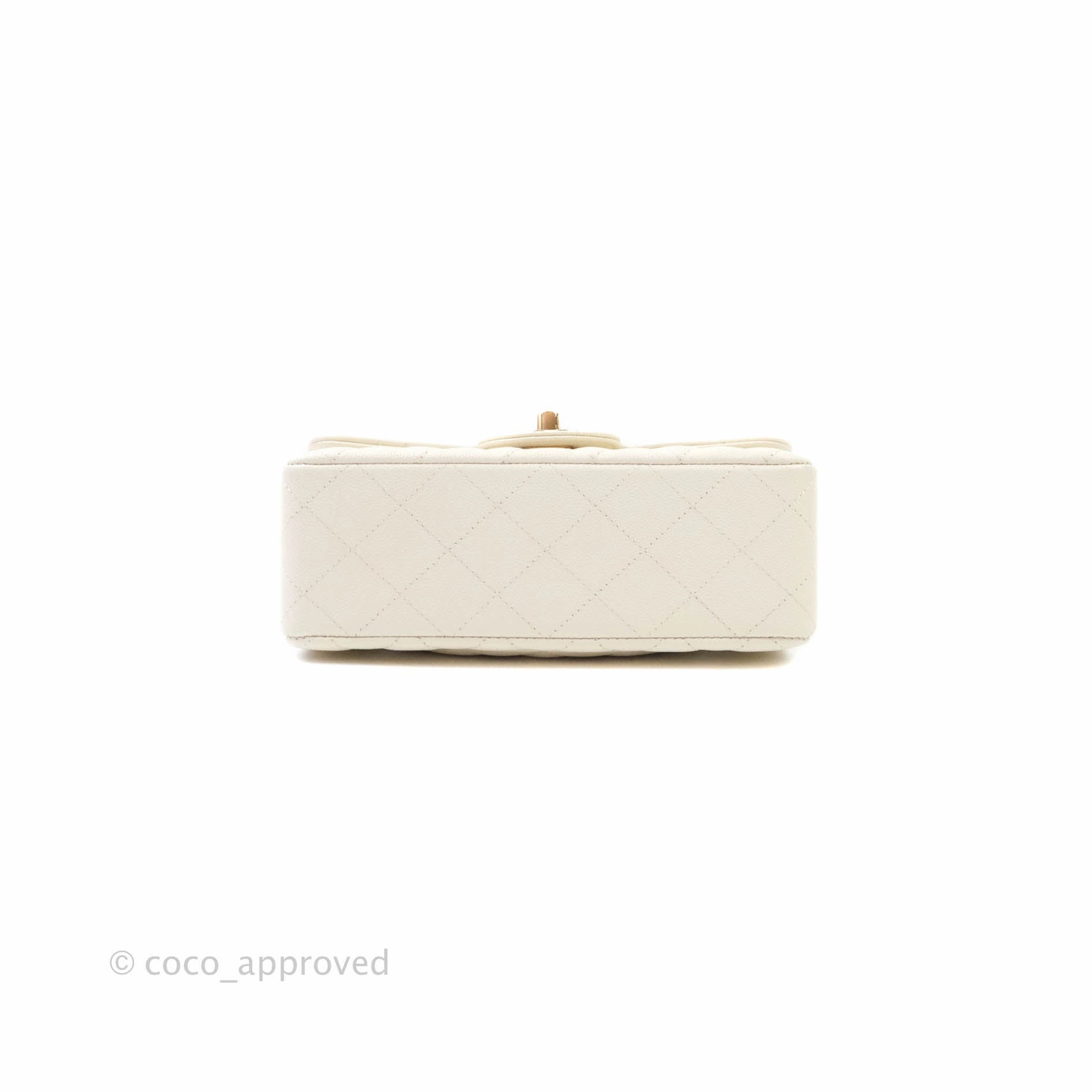 Chanel Classic Quilted Mini Rectangular Flap Ivory Caviar Gold Hardware