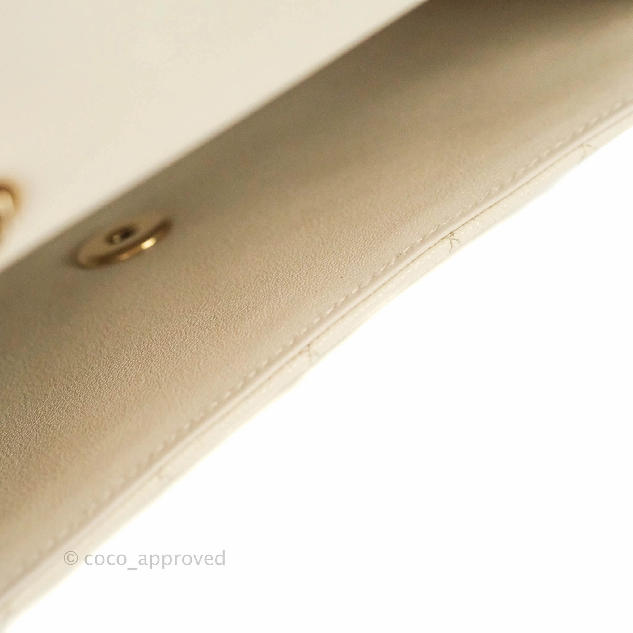 Chanel Classic Quilted Mini Rectangular Flap Ivory Caviar Gold Hardware