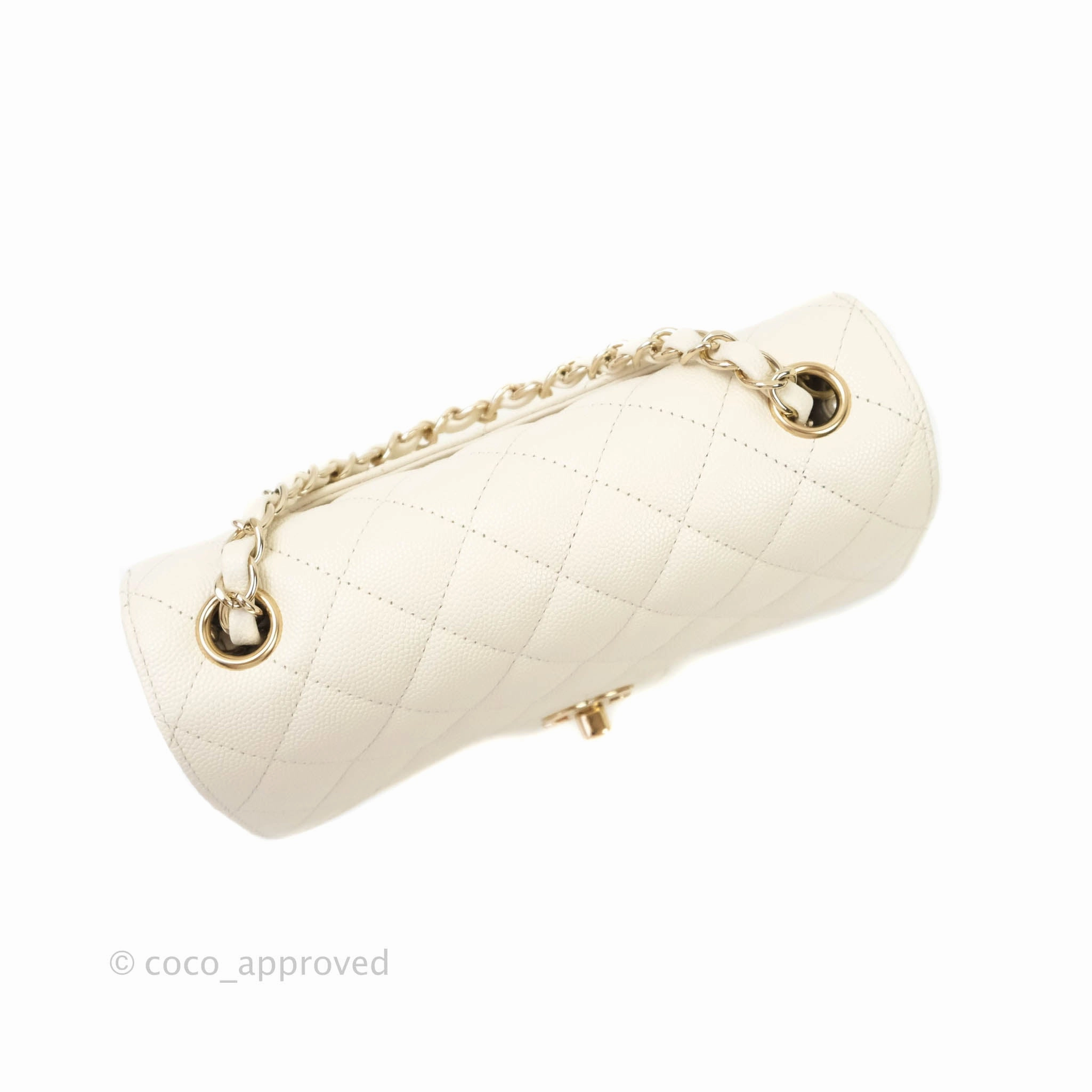 Chanel Classic Quilted Mini Rectangular Flap Ivory Caviar Gold Hardware