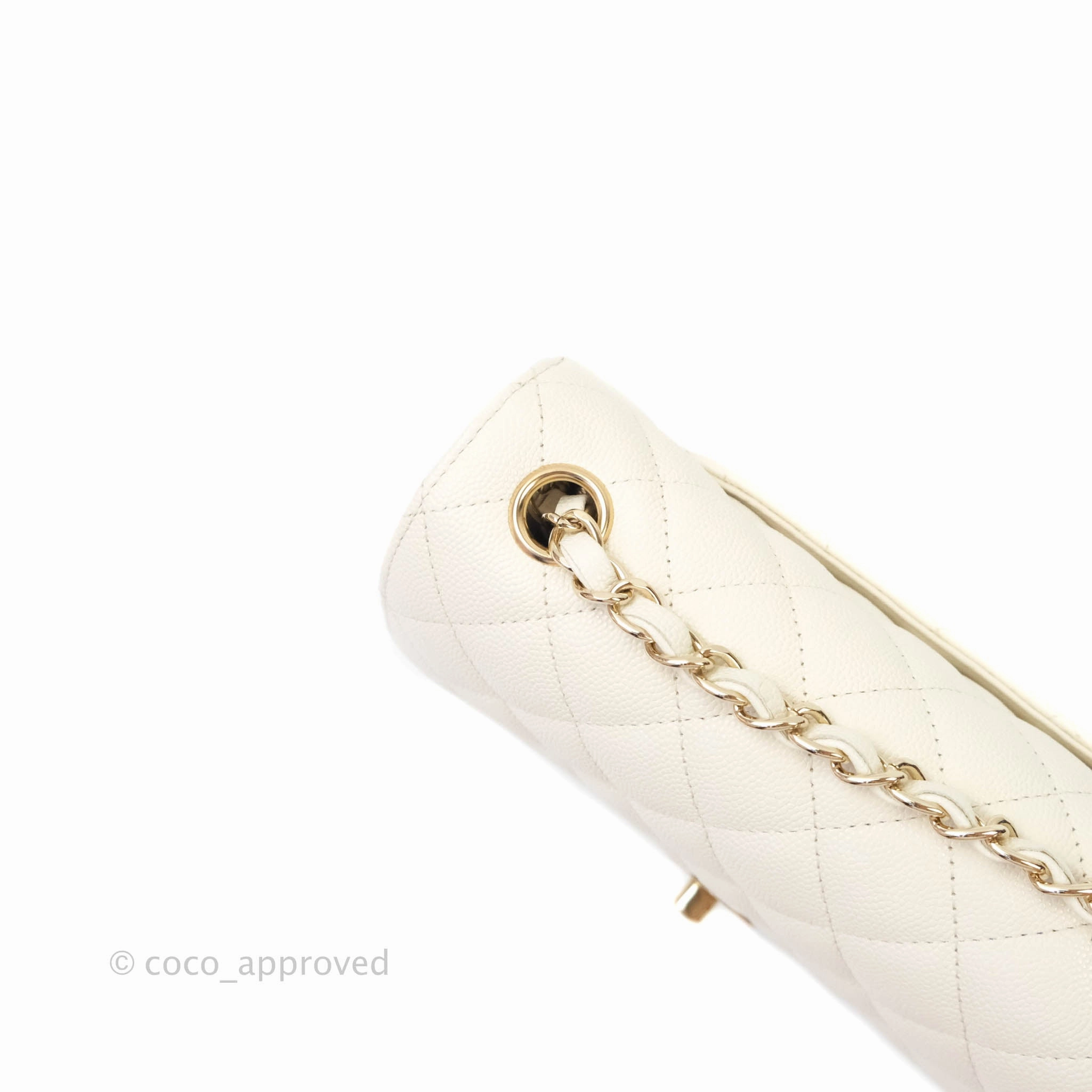 Chanel Classic Quilted Mini Rectangular Flap Ivory Caviar Gold Hardware