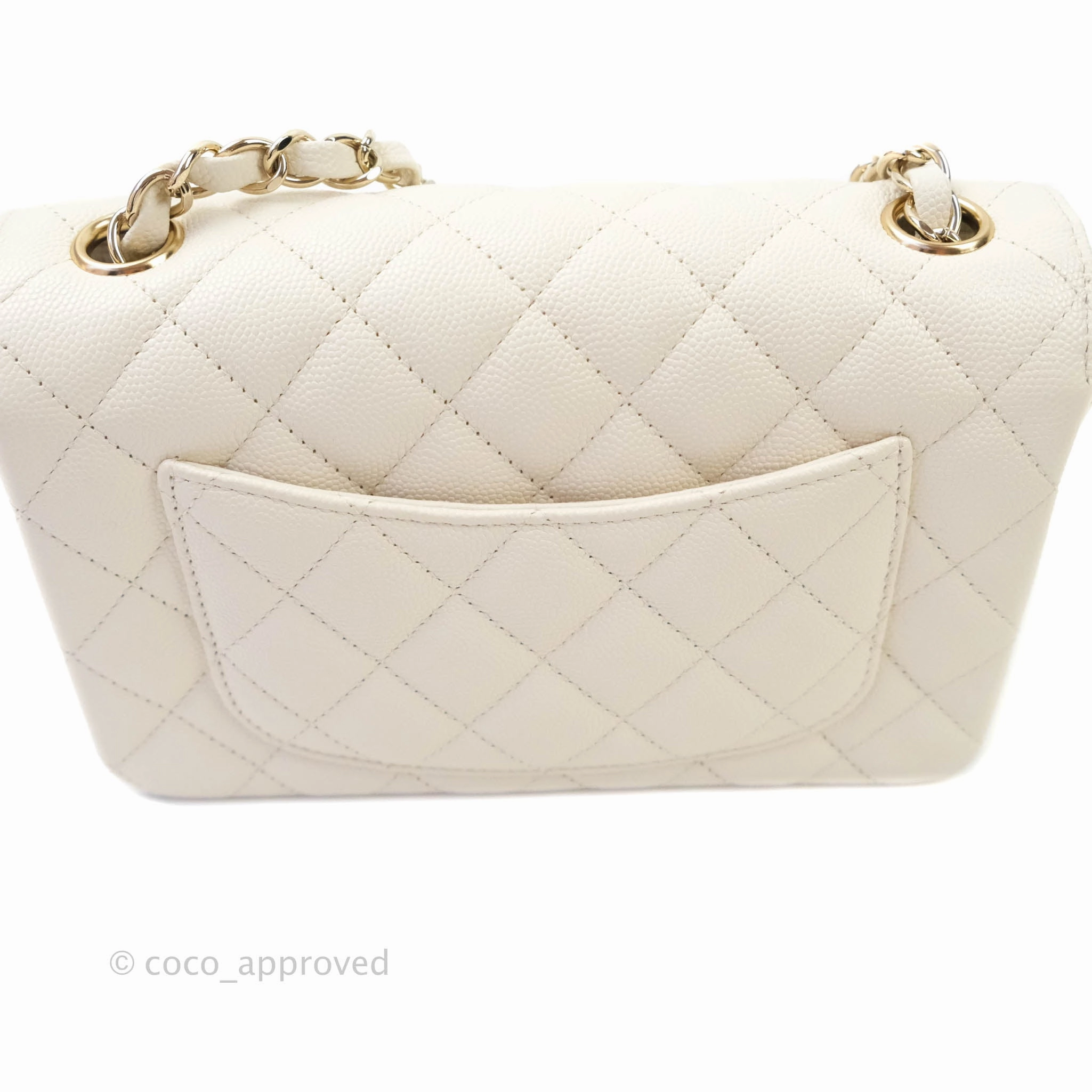 Chanel Classic Quilted Mini Rectangular Flap Ivory Caviar Gold Hardware