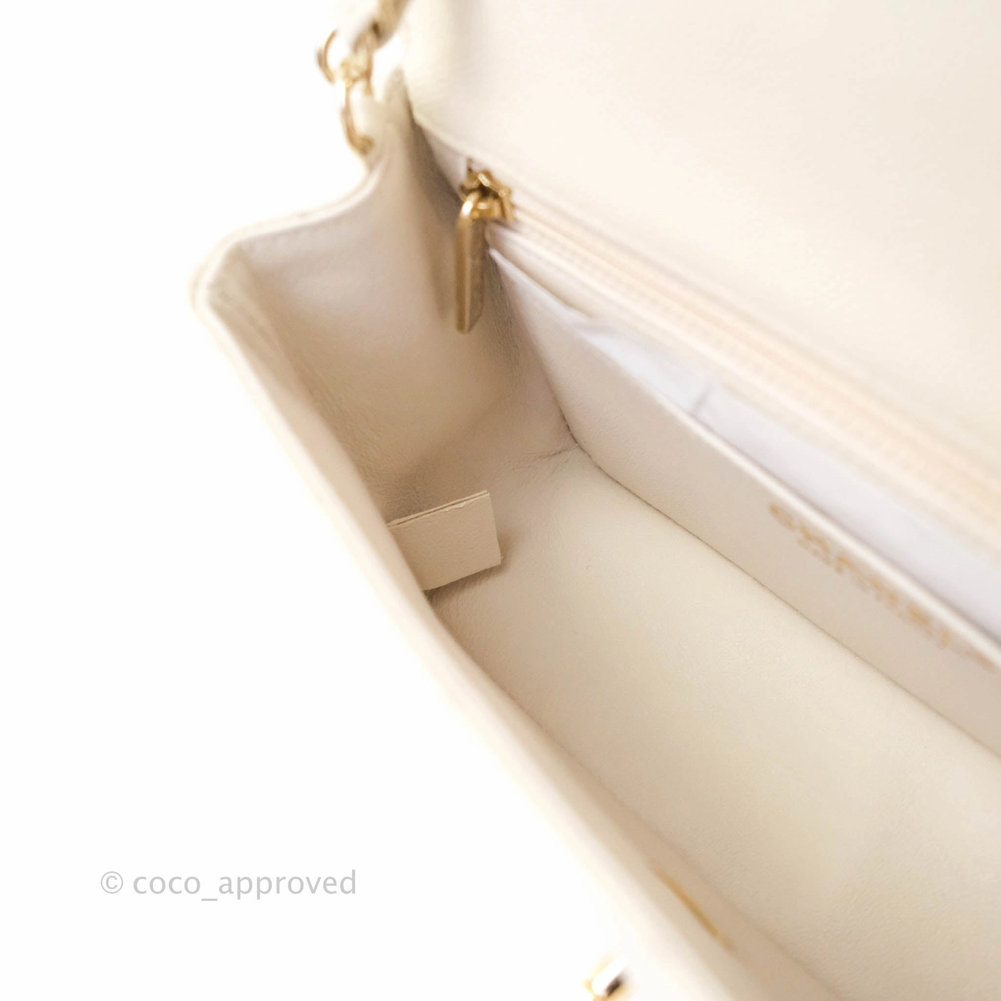Chanel Classic Quilted Mini Rectangular Flap Ivory Caviar Gold Hardware