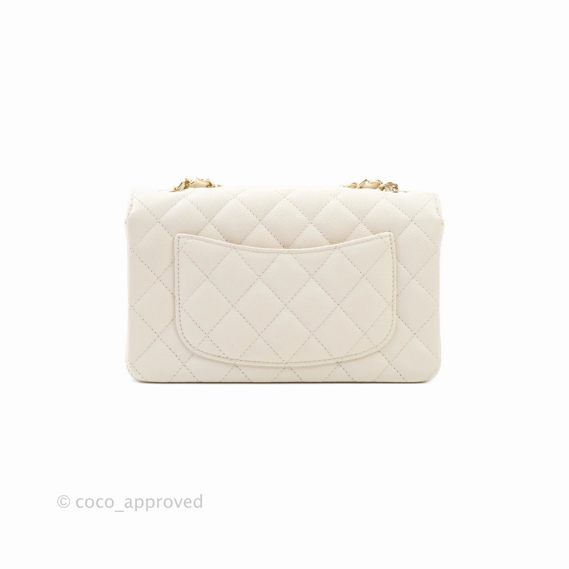 Chanel Classic Quilted Mini Rectangular Flap Ivory Caviar Gold Hardware