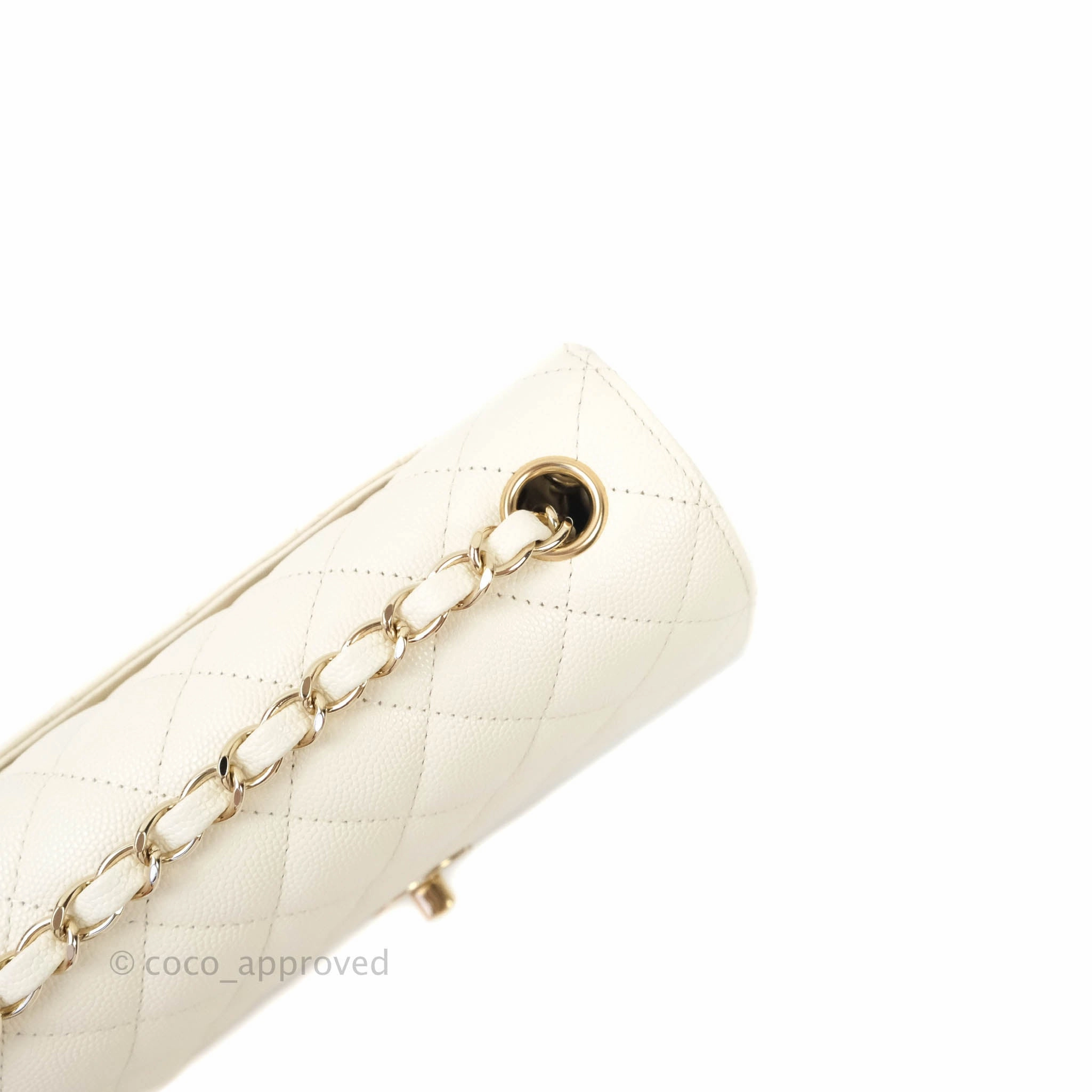 Chanel Classic Quilted Mini Rectangular Flap Ivory Caviar Gold Hardware