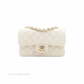Chanel Classic Quilted Mini Rectangular Flap Ivory Caviar Gold Hardware