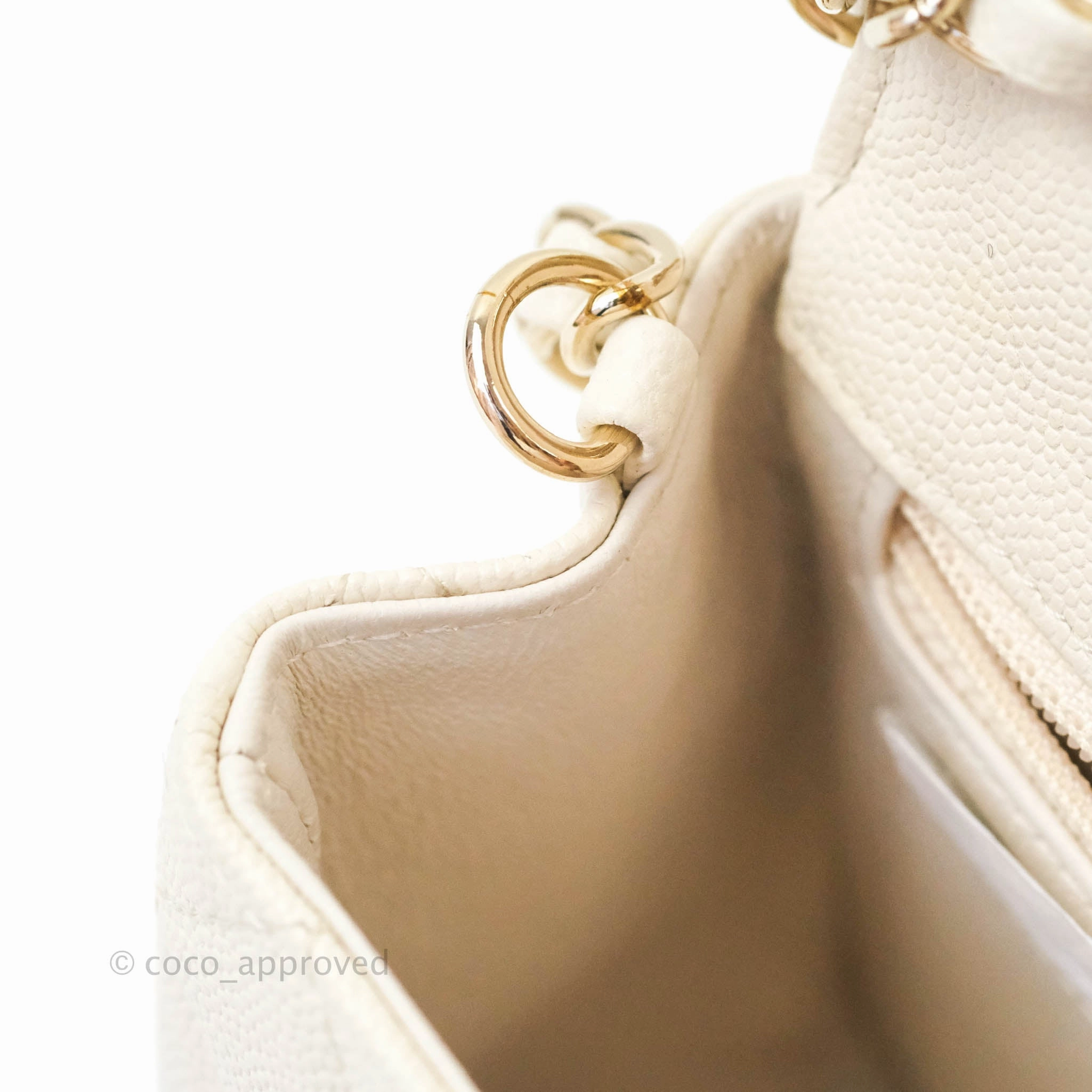 Chanel Classic Quilted Mini Rectangular Flap Ivory Caviar Gold Hardware