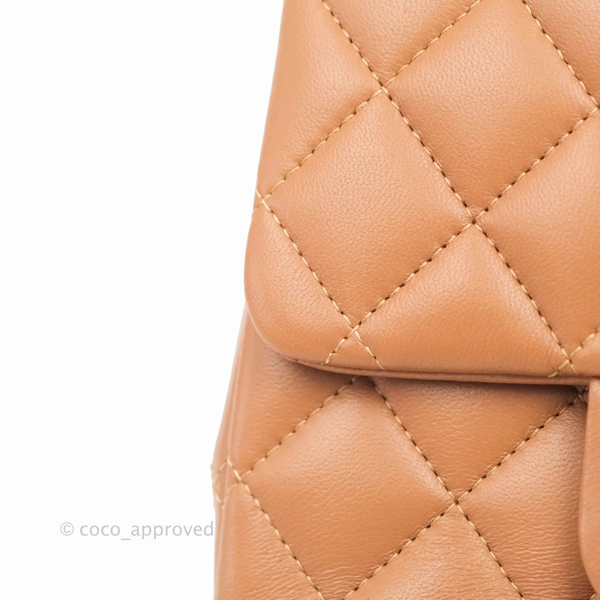 Chanel Classic Quilted Mini Square Caramel Dark Beige Lambskin Gold Hardware
